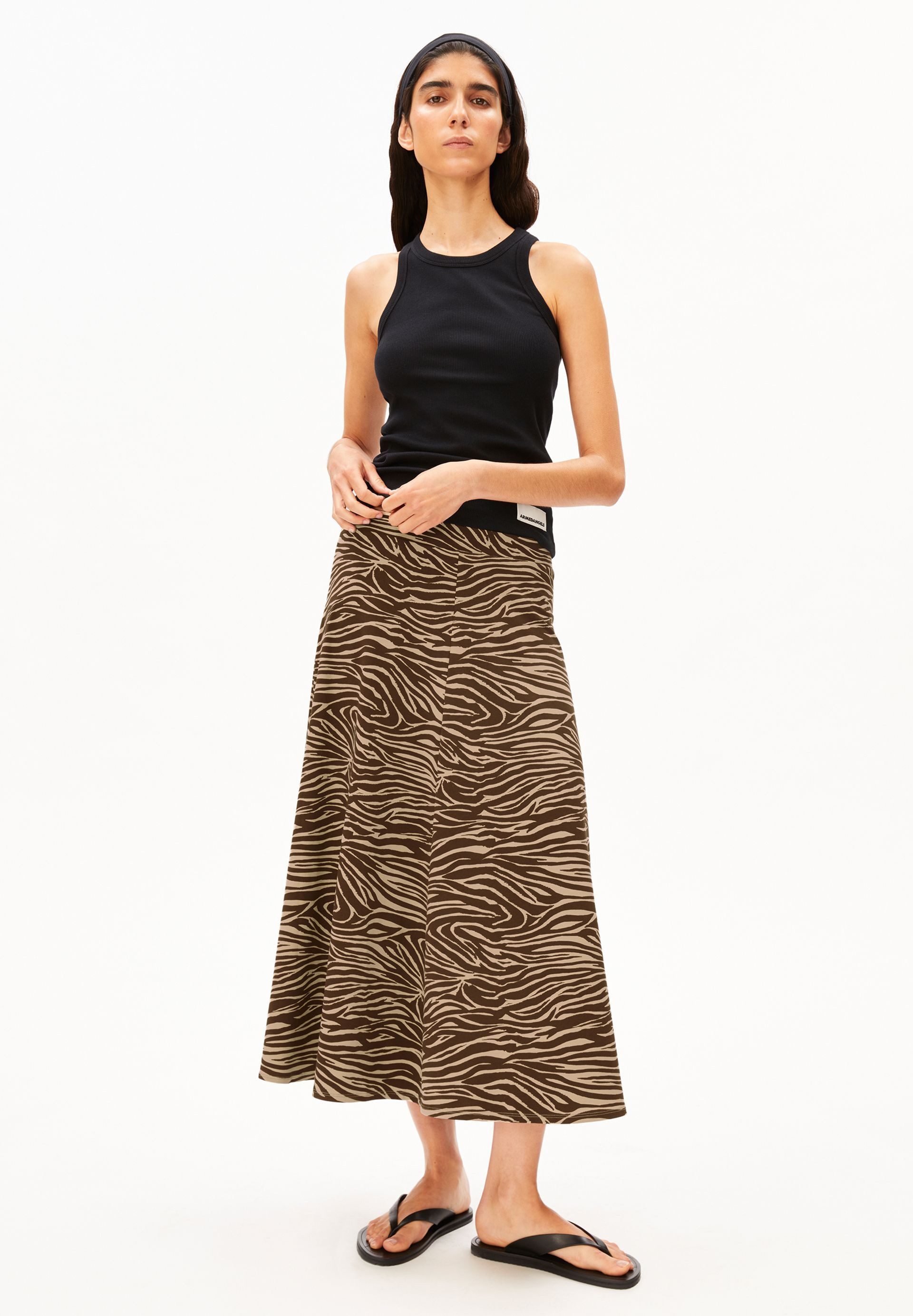 Armedangels Jerseyrock ILENIAA LARAA ZEBRA Bio-Baumwoll Mix (Loose Fit) Midi