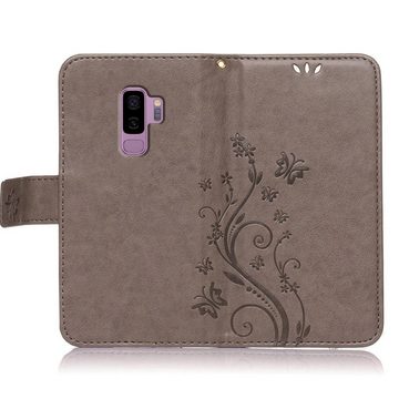 Numerva Handyhülle Bookstyle Flower für Samsung Galaxy S9 Plus, Handy Tasche Schutzhülle Klapphülle Flip Cover mit Blumenmuster