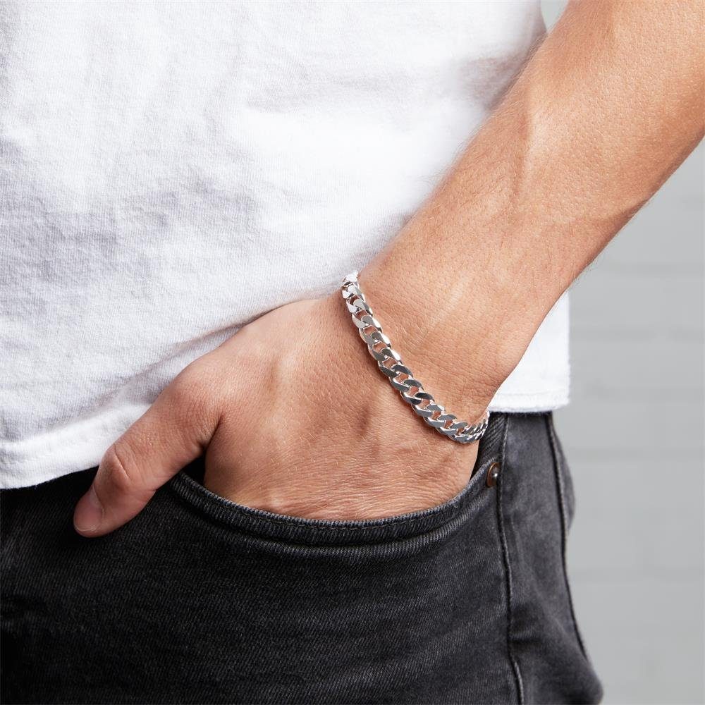 JEWLIX Panzerarmband JEWLIX Herren 925 Silber Panzerkette Armband, 8mm Breit Hochglanz 19cm