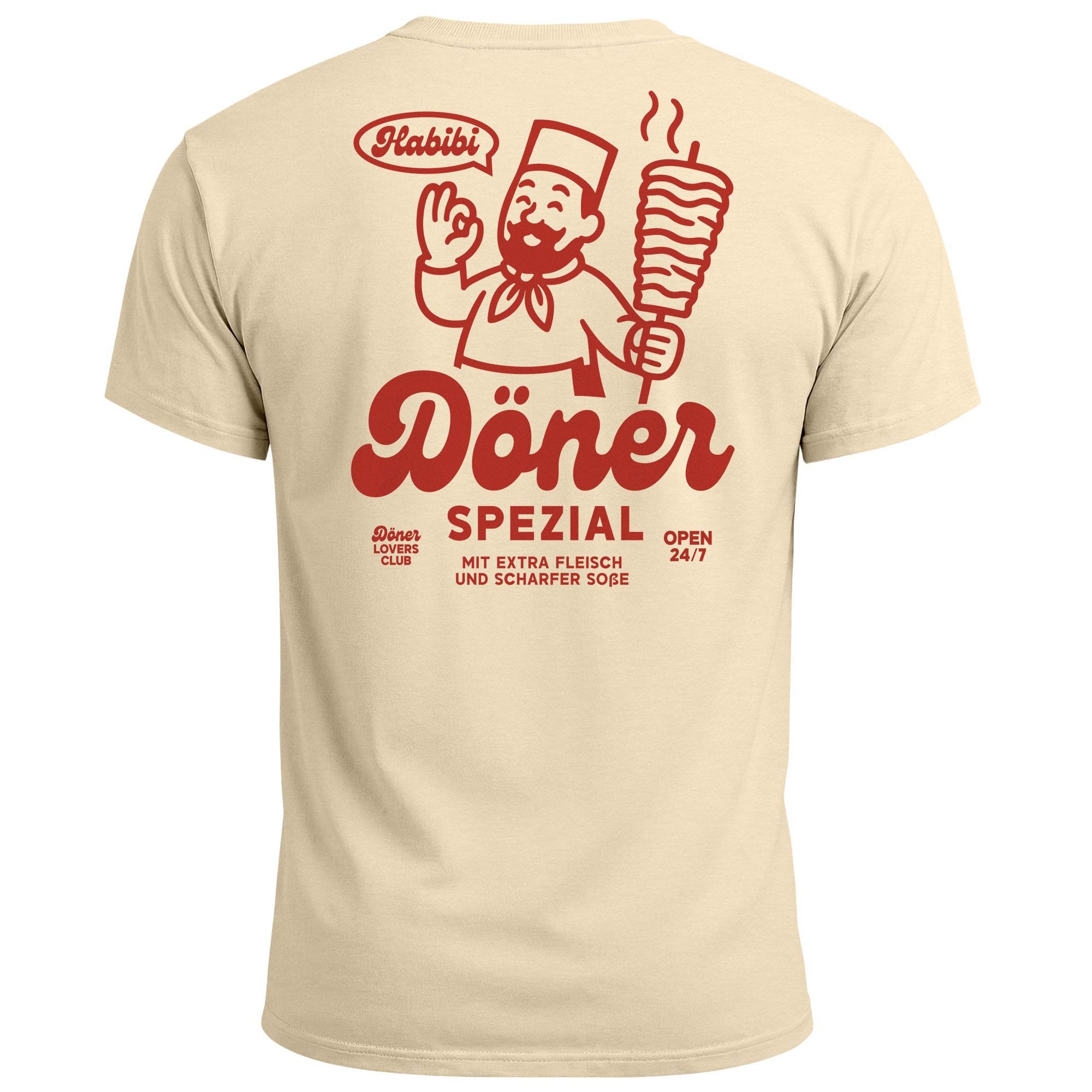 Print-Shirt Herren T-Shirt Backprint Döner Spezial Funshirt mit witzigem Kebab