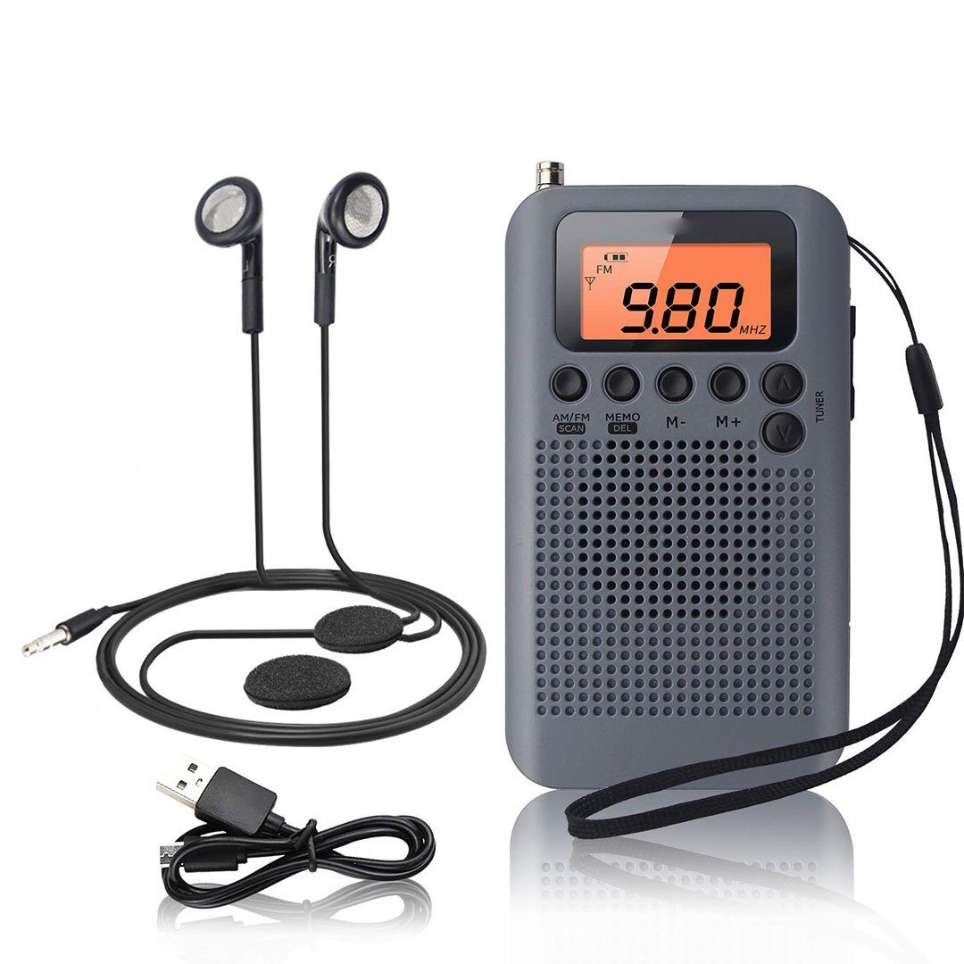ROXX DAB/DAB digital Radio/UKW Radio tragbar mit eingebautem Akku DAB 201 schwarz 