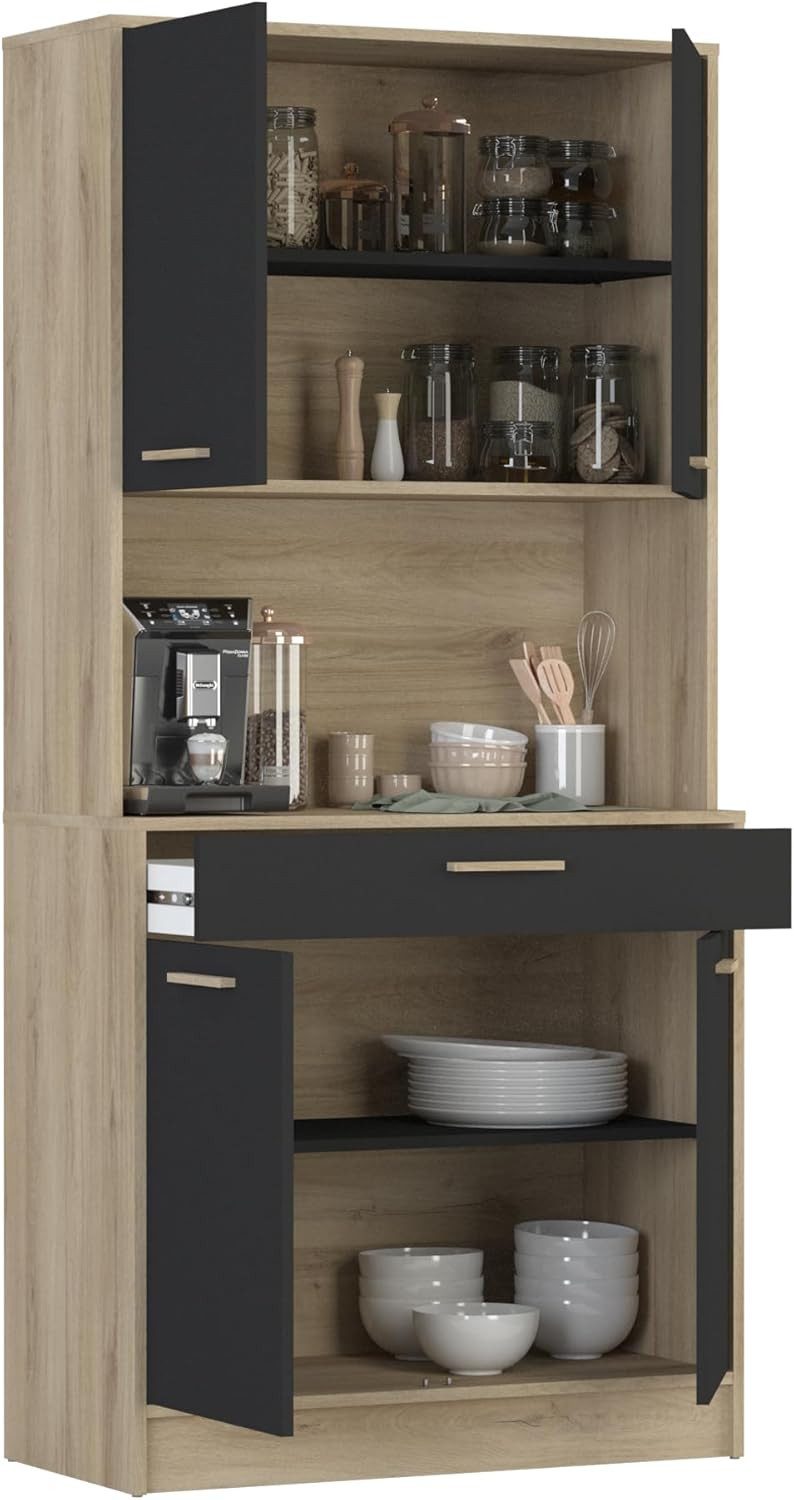 habeig Küchenbuffet Küchenregal Küchenschrank Eiche Küchenmöbel günstig online kaufen