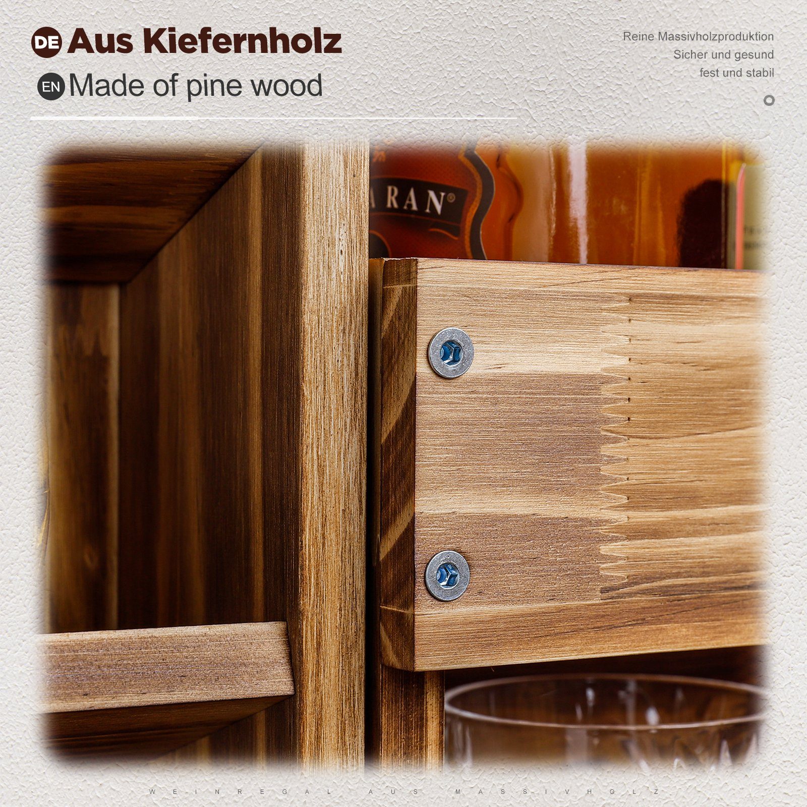 Yorbay Weinregal Weinregal aus Holz, Wandbar mit Korkhalter, Holzregal für günstig online kaufen