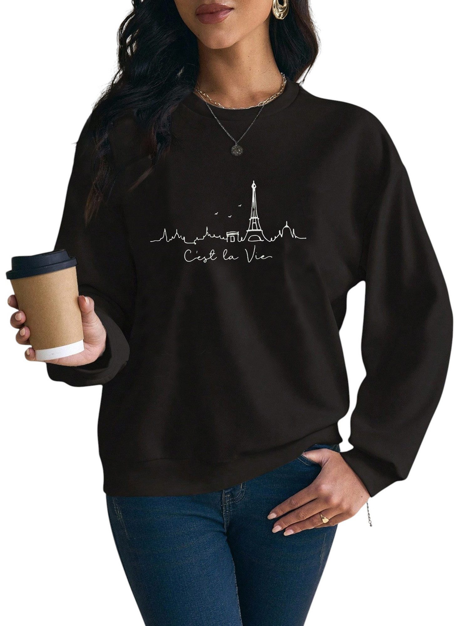 PYLIKE Fleecepullover Damen Oversized Sweatshirt mit günstig online kaufen