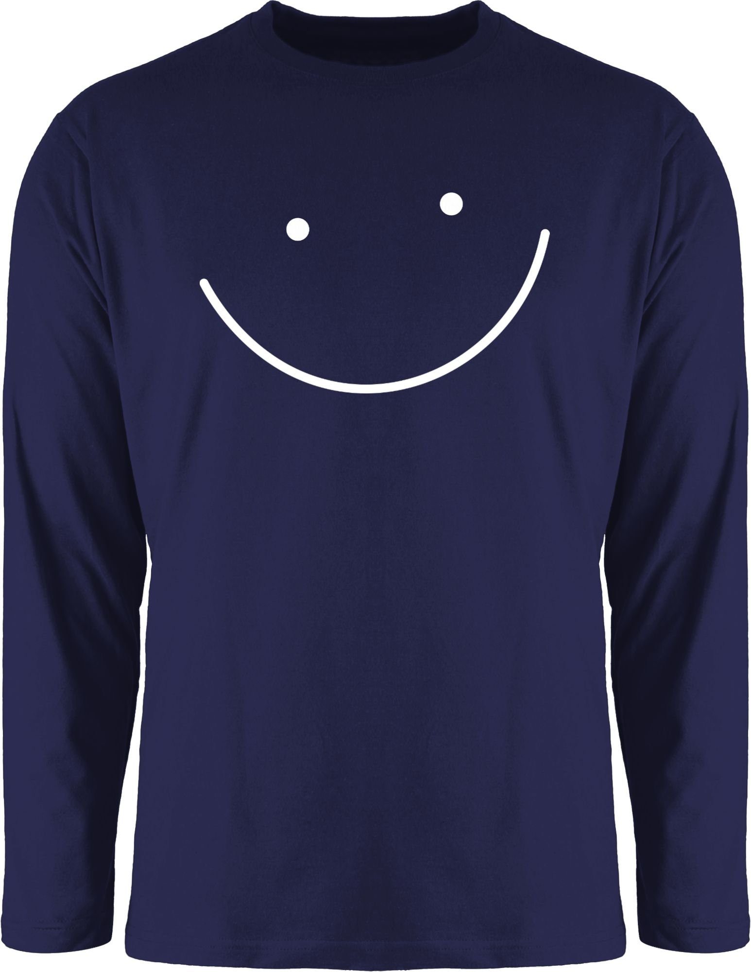 Shirtracer Rundhalsshirt Smile Gesicht Sprüche Statement 1 Navy Blau