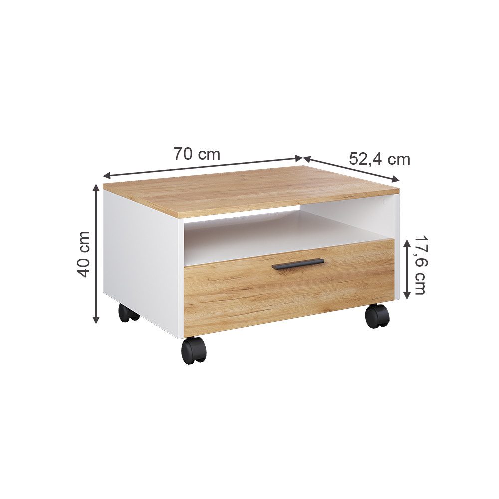 Vicco Beistelltisch Bibo, Weiß/Goldkraft Eiche, 70 x 52.4 cm günstig online kaufen