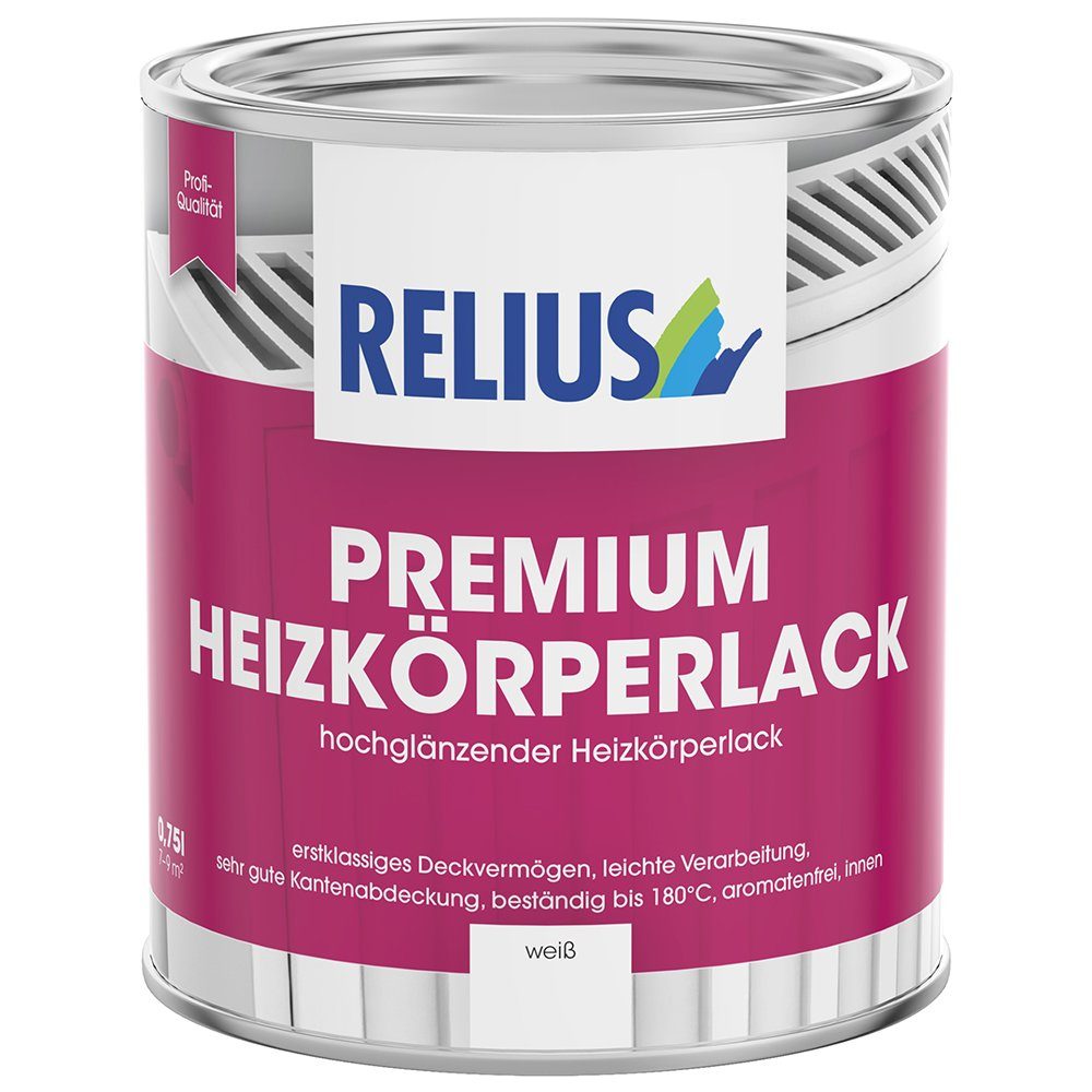 Premium Relius Heizkörperlack bis hochglänzend weiß 180°C Heizkörperlack Relius