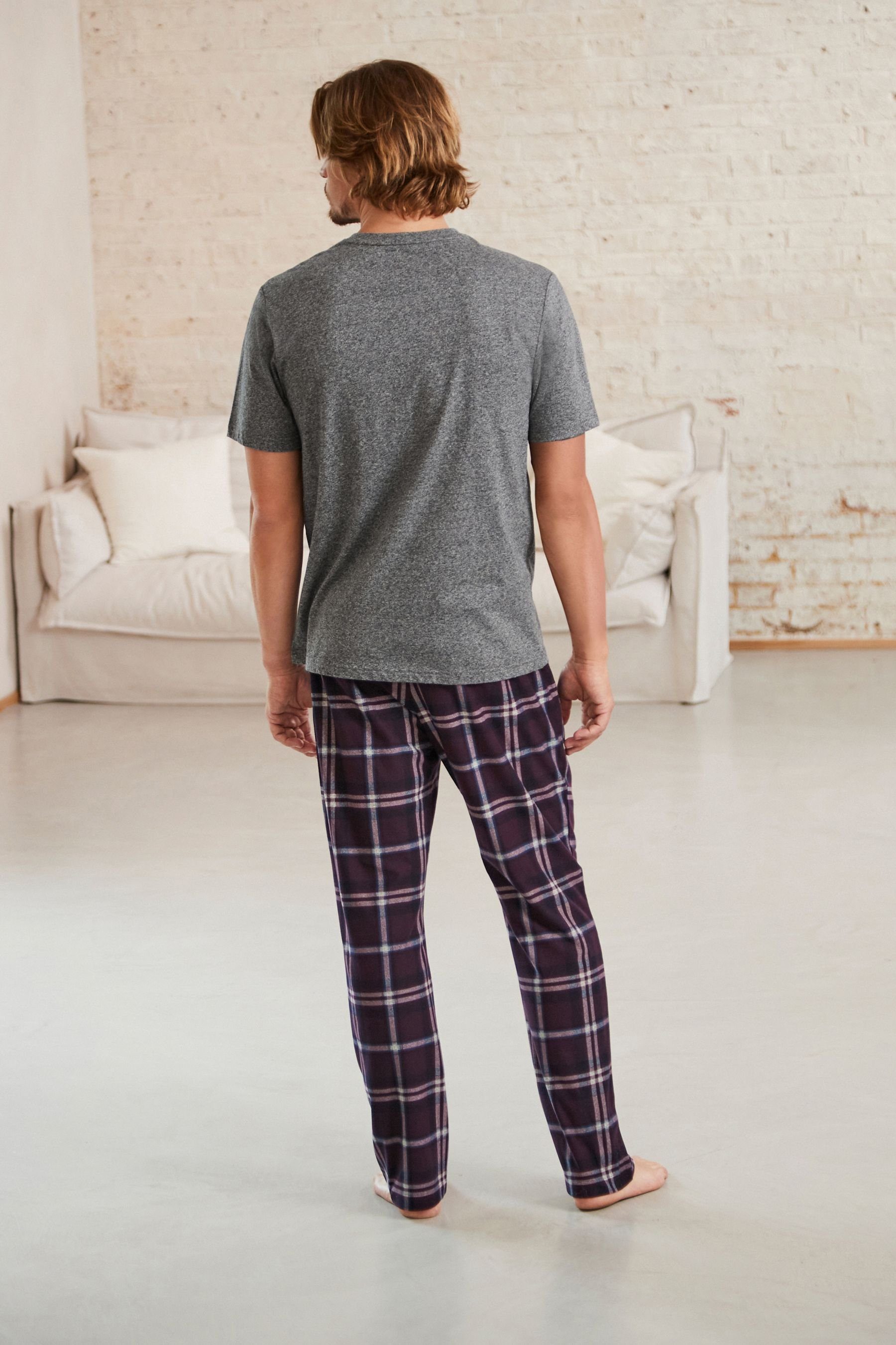Purple tlg) Schlafanzug Next (2 Bequemer Pyjama Grey/Plum Motionflex