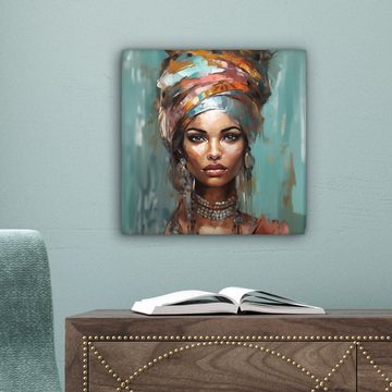OneMillionCanvasses® Leinwandbild Frau - Kunst - Schmuck - Porträt, (1 St), Leinwand Bilder für Wohnzimmer Schlafzimmer, 20x20 cm