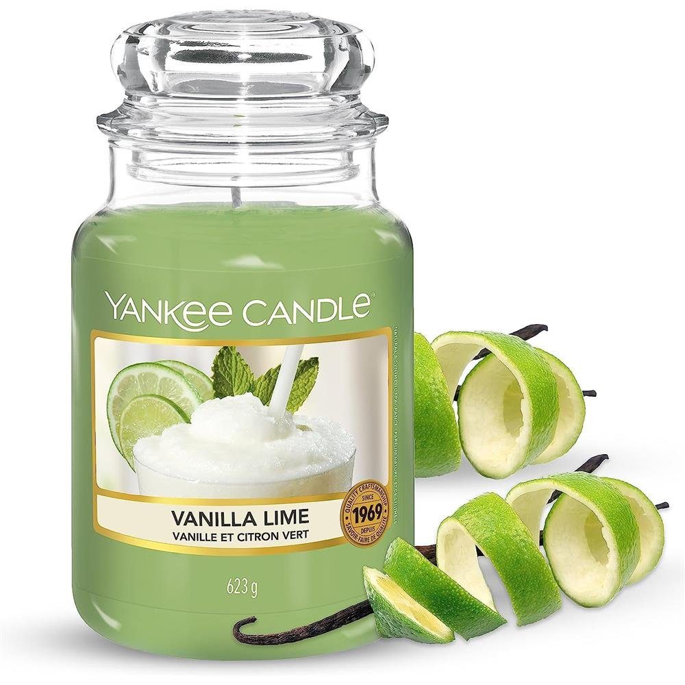 Yankee Candle Duftkerze Vanilla Lime, im Glas, 623 g, Aromen von Vanille, Rohrzucker und Limette