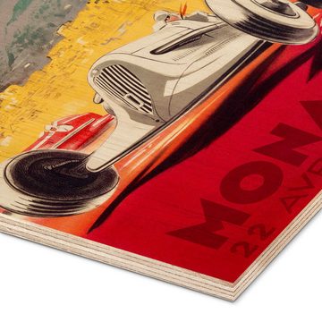 Posterlounge Holzbild Vintage Travel Collection, Großer Preis von Monaco 1935 (französisch), Vintage Illustration