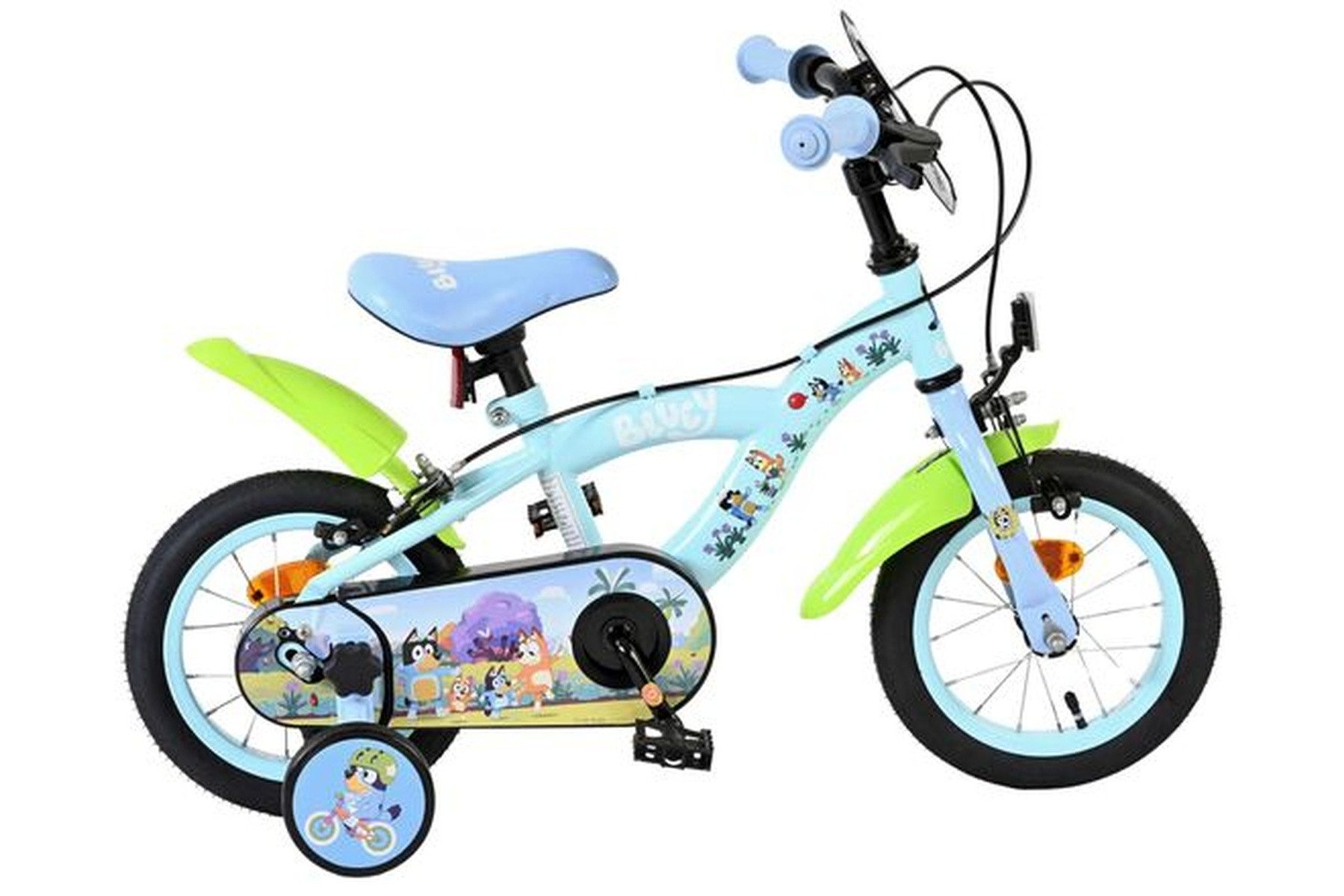 Volare Kinderfahrrad Bluey 12 Zoll Hellblau – Mit Stützrädern und zwei Handbremsen, Geschlossener Kettenkasten zum Schutz der Finger, Luftreifen,5 cm