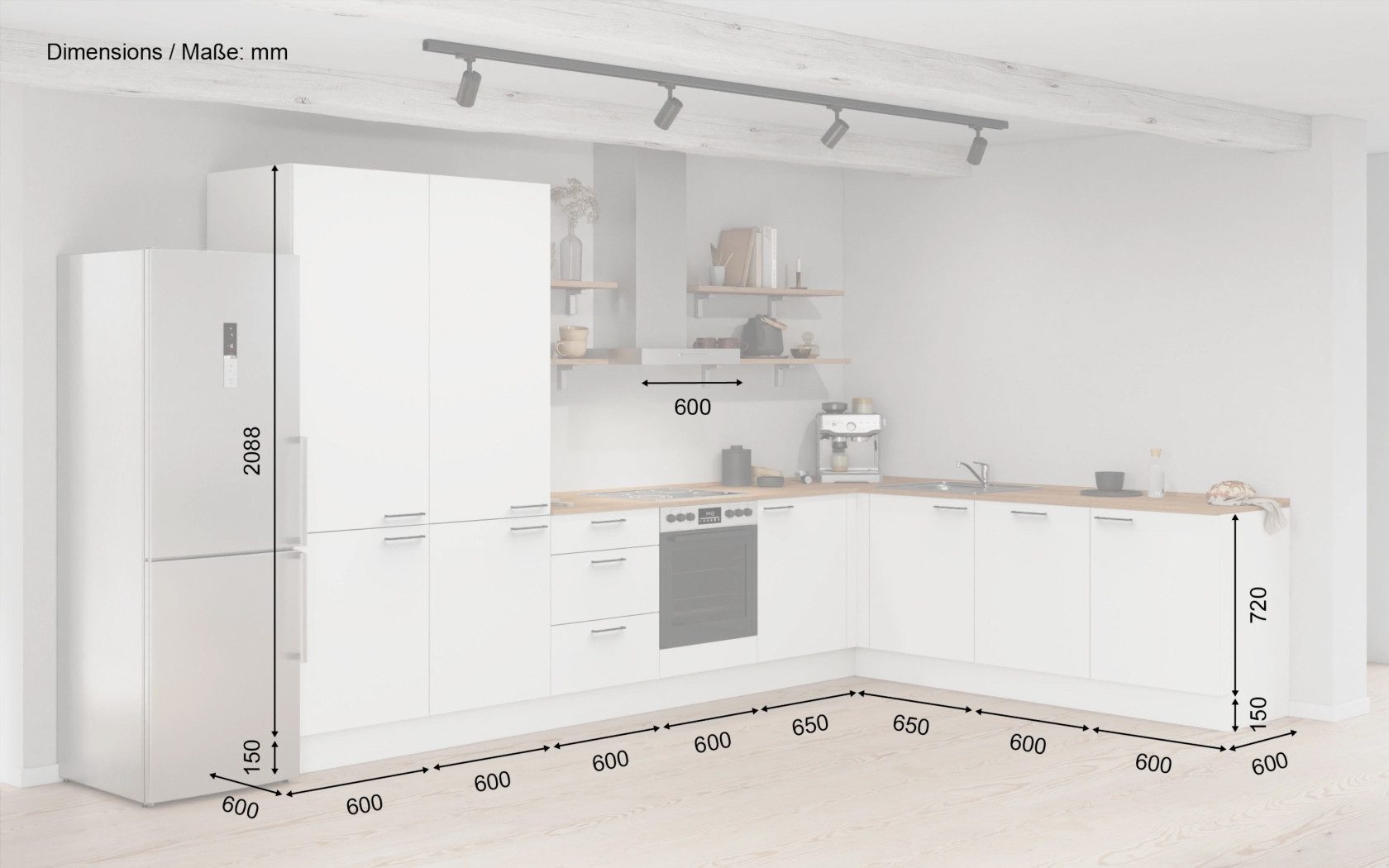 nobilia® Winkelküche Alma, individuell anpassbar, gratis Küchenplanung mit Profis, (Breite 613.2 cm), vormontiert, wahlw. mit E-Geräten, inkl. Lieferung