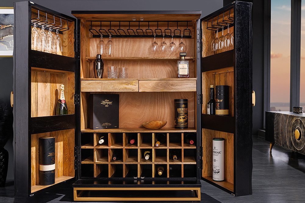 riess-ambiente Barschrank GOLDEN SUNSET 140cm schwarz / gold (Einzelartikel günstig online kaufen