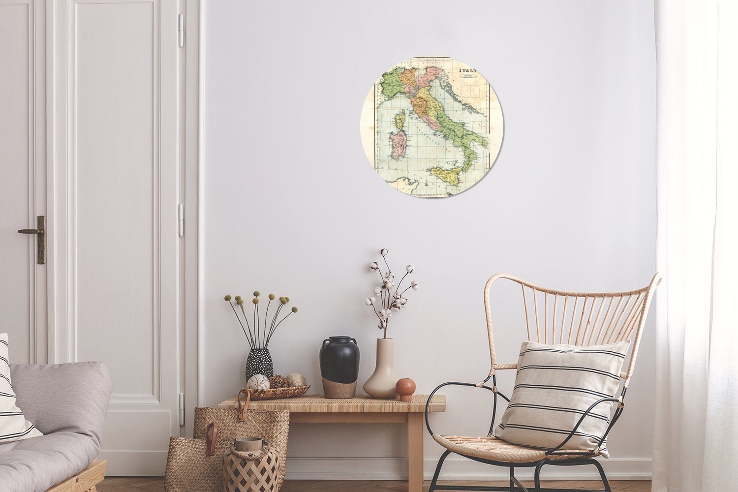 MuchoWow Italien, 30x30 Wandbild, Vintage-Karte Kreis (1 Wohnzimmer, Forex, cm Gemälde von St), Rundes Wanddekoration