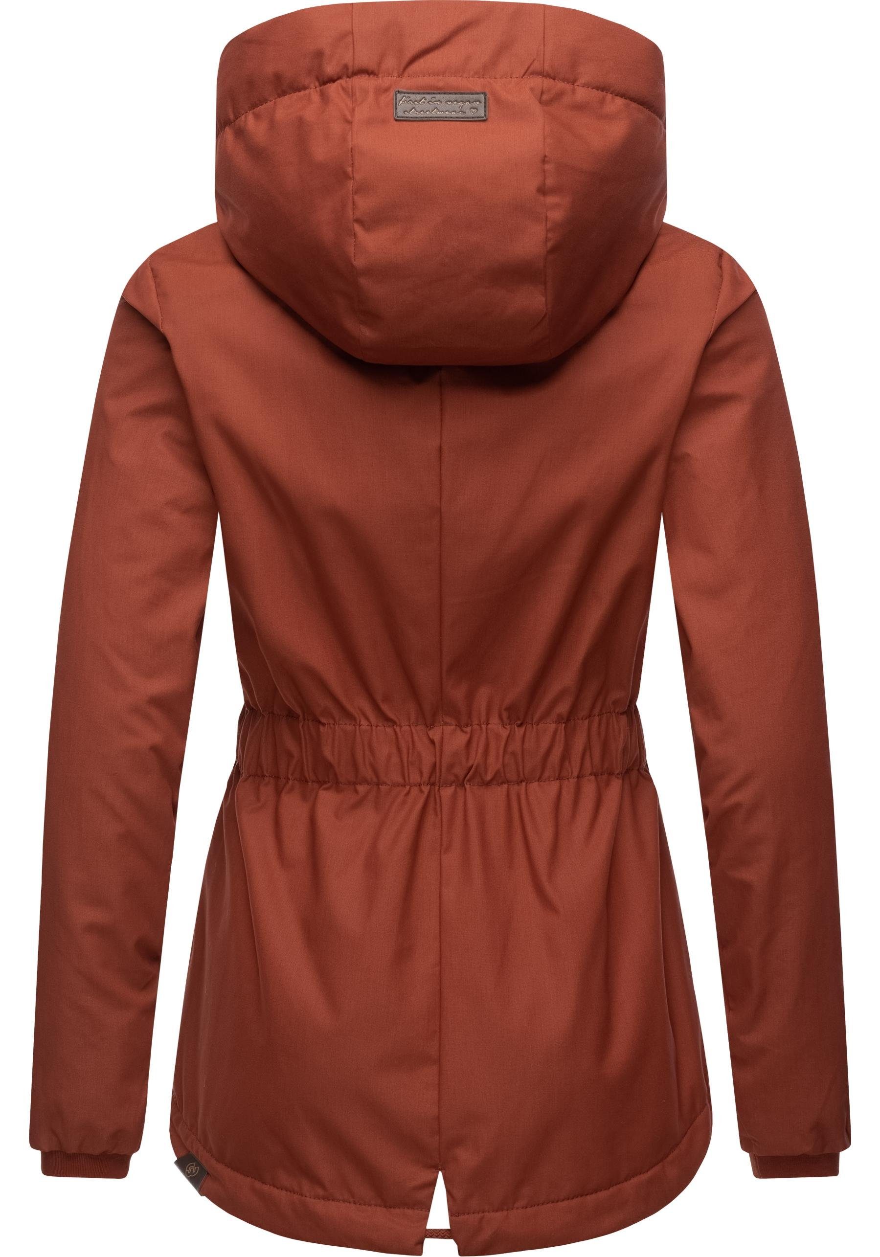 Kapuze braun Übergangsjacke mit stylische Outdoorjacke Varvarra großer Ragwear