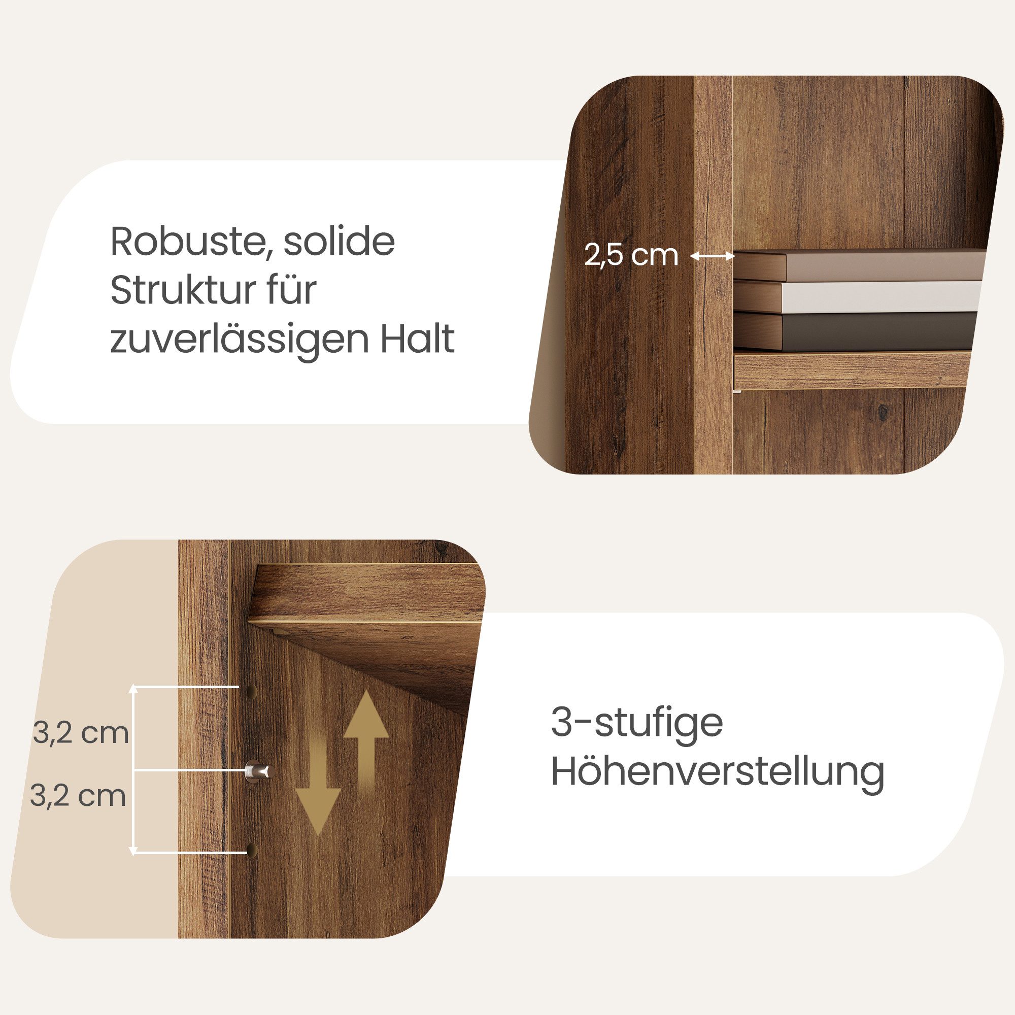VASAGLE Bücherregal Standregal mit 6 Ebenen, 4 verstellbare Einlegeböden, 75 x 24 x 168 cm, für Arbeitszimmer, Wohnzimmer, Büro, Minimalismus – Bild 5 von 5