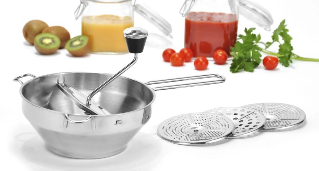 Westfalia Werkzeug Passiersieb Passiermühle mit 3 Einsätzen, Edelstahl