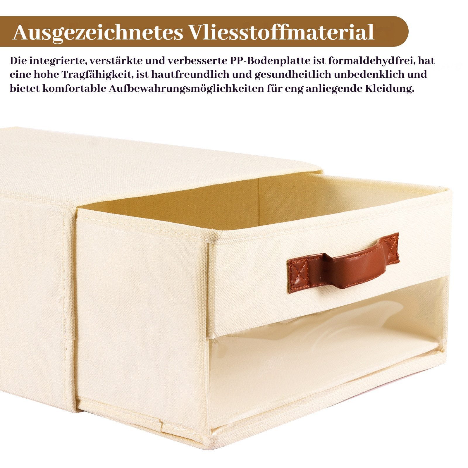 BlingBin Aufbewahrungskorb Kleiderschrank Organizer Aufbewahrungsschubladen 3er Pack, ausziehbar (3 Stück, 3 St., 40 cm x 32 cm x 17 cm), faltbar und stapelbar, – Bild 5 von 5