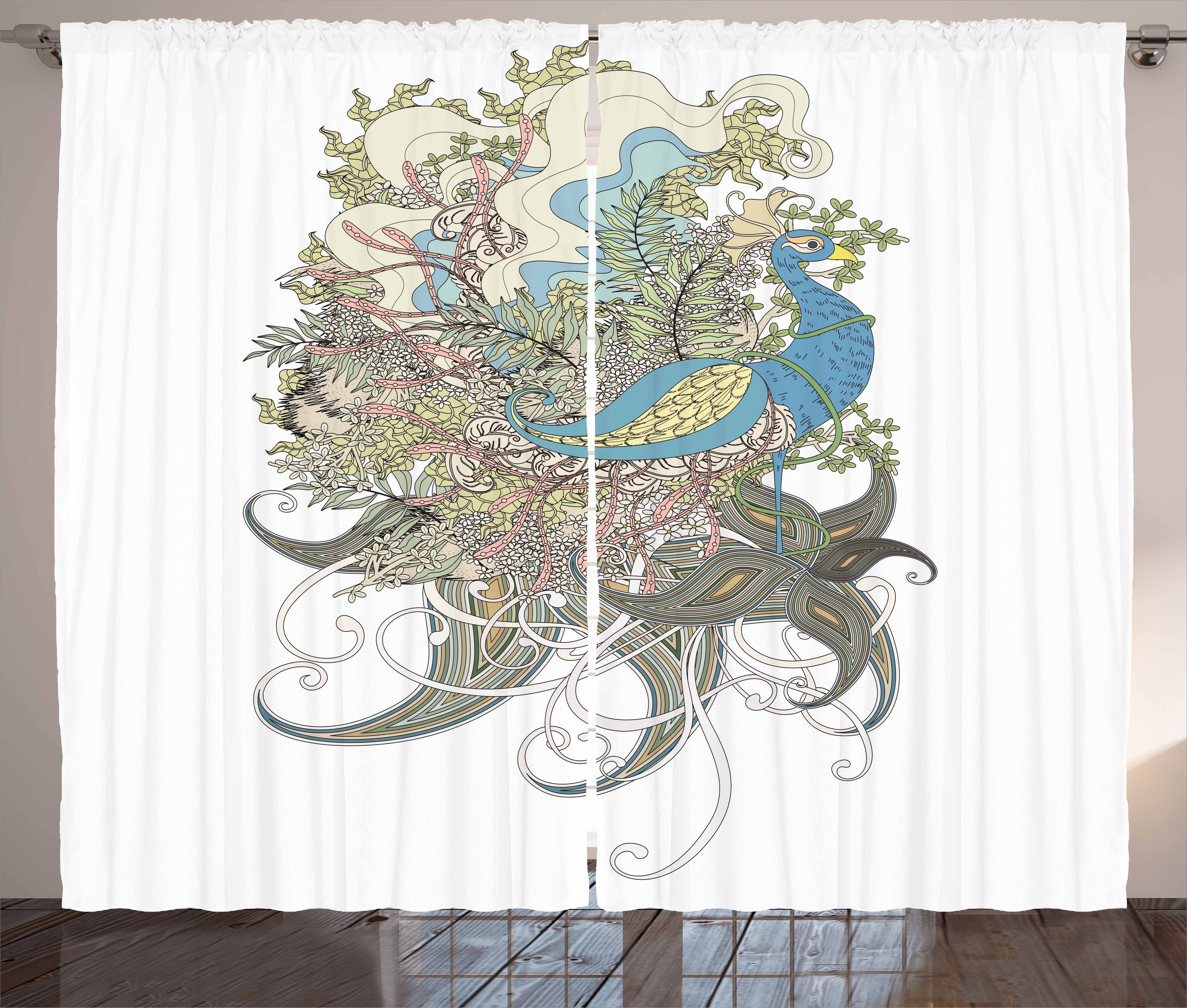 Mandala Vorhang Abakuhaus, mit Haken, Aquatic Gardine und Schlaufen Schlafzimmer Peacock Kräuselband Federn