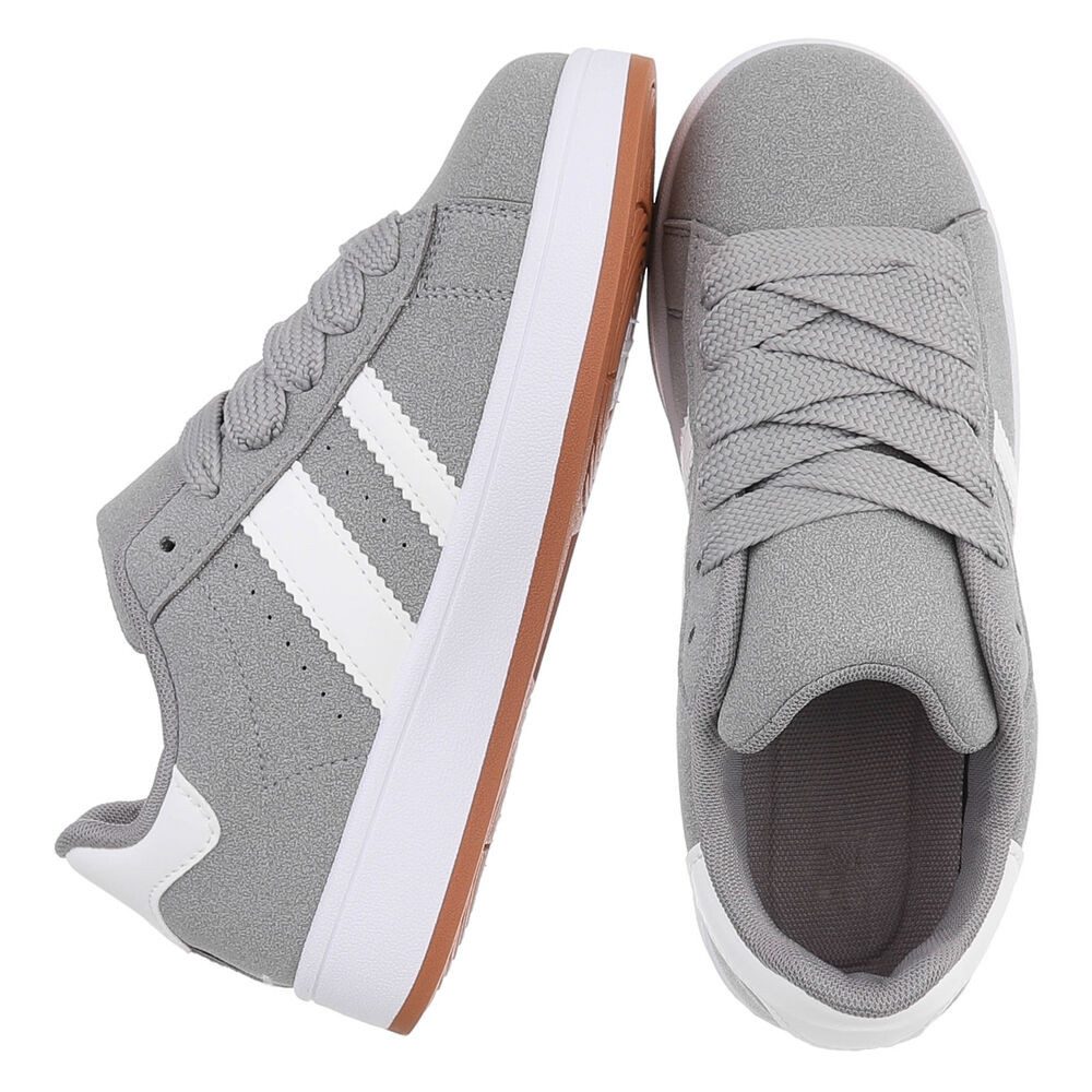 Ital-Design Sportlicher Freizeitschuh für Damen, komfortabel und stylish Sneaker (91512477) Keilabsatz/Wedge Sneakers Low in Grau