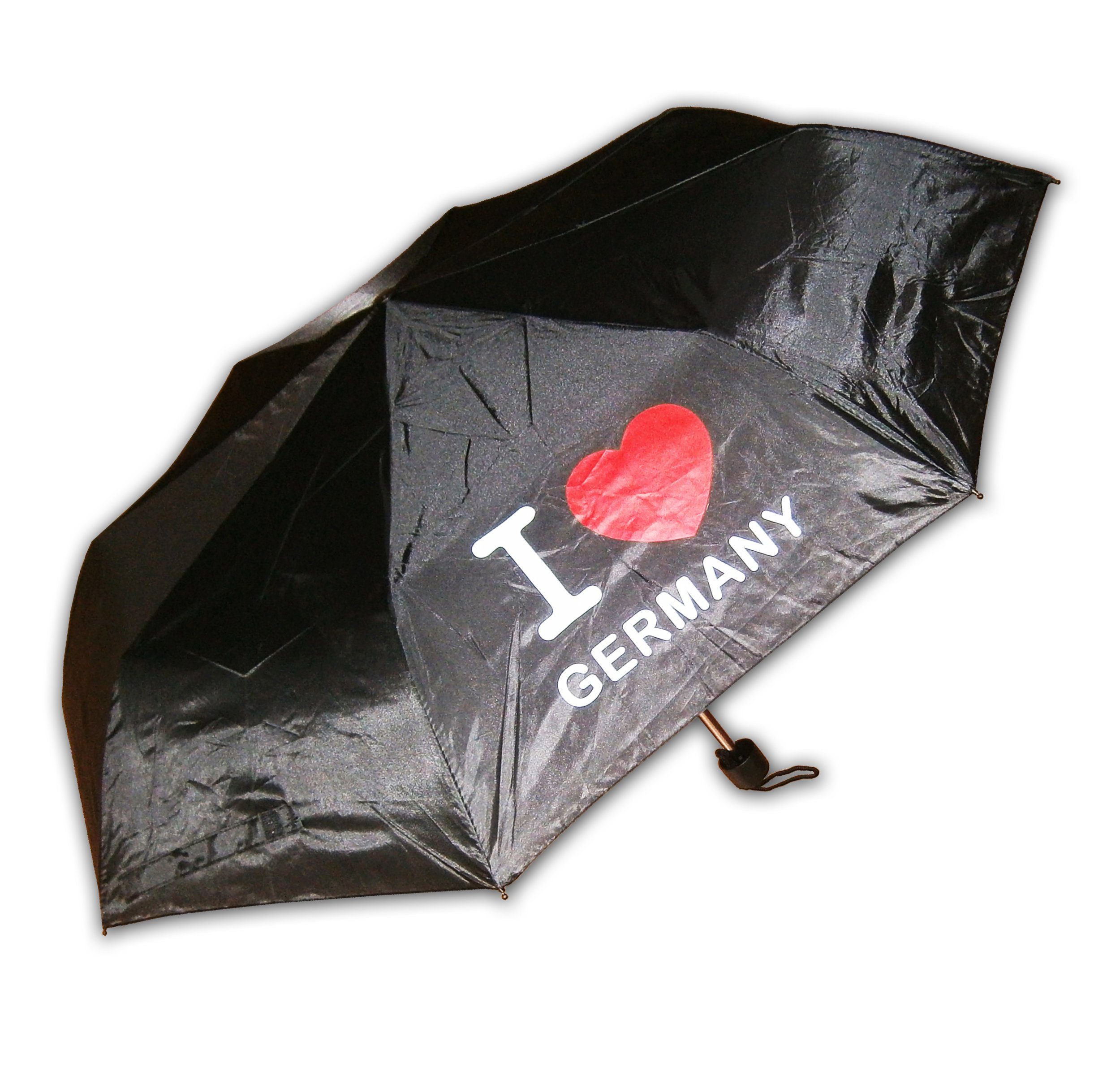 Susino Taschenregenschirm I LOVE GERMANY REGENSCHIRM Ø98cm Schwarz 56cm Taschenschirm 2301N, 23-56cm Taschenregenschirm Schirm