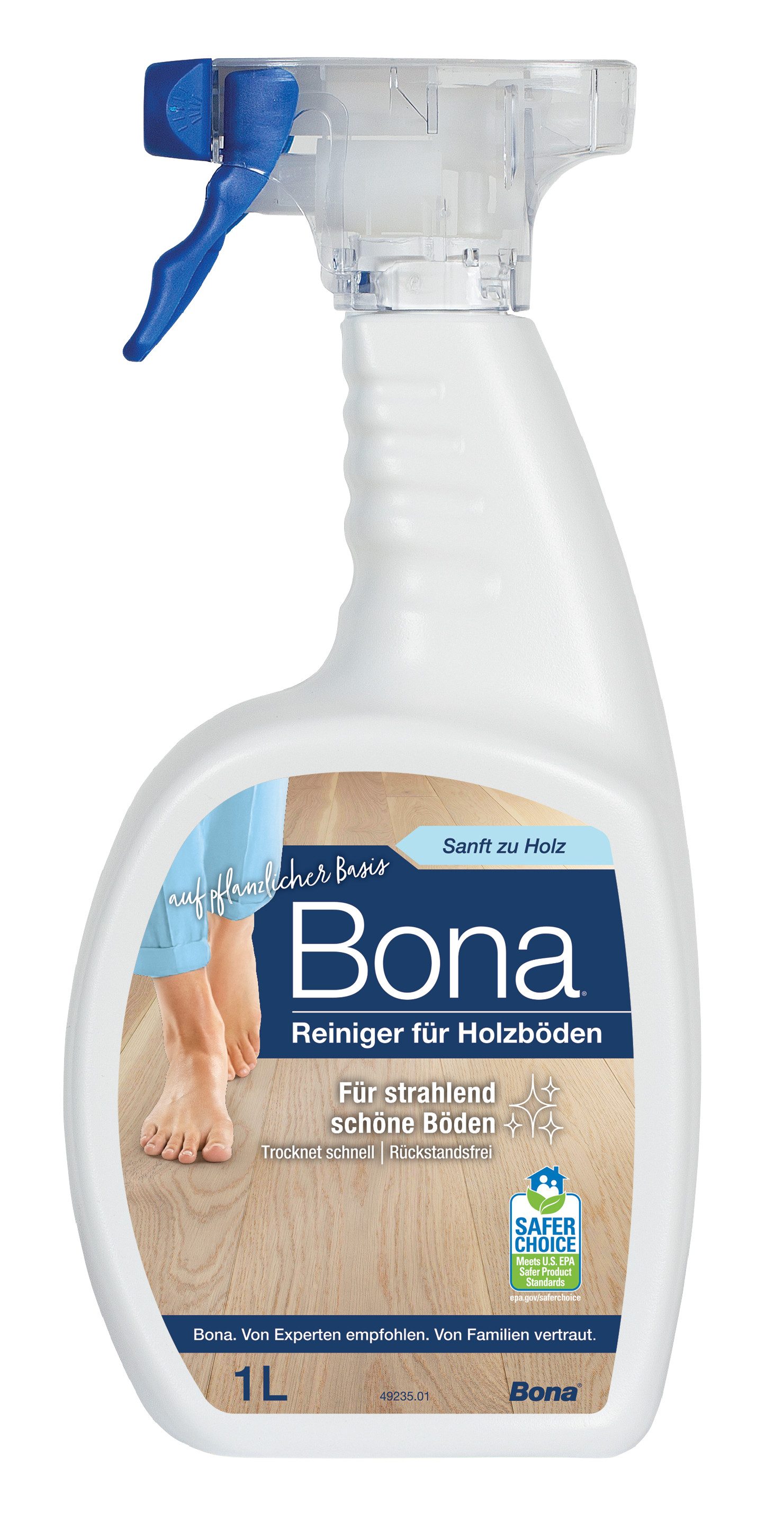 Bona Reiniger für Holzböden, Parkettreiniger 1 L Sprühflasche Fussbodenreiniger (1-St. für lackierte oder gewachste Parkettböden)