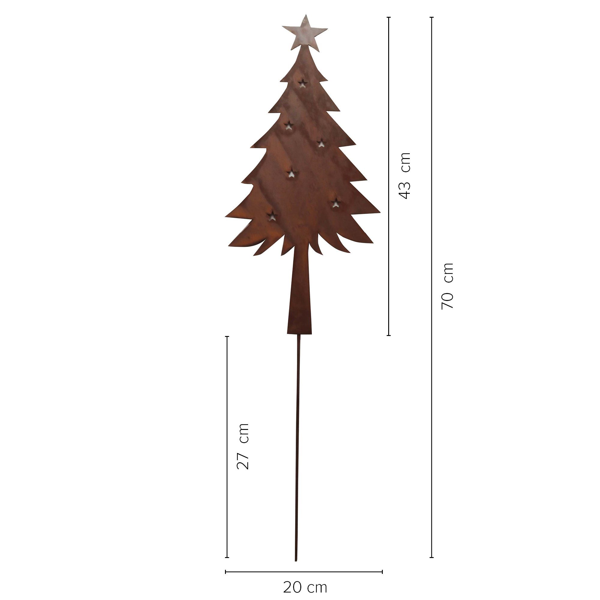 43x20 UNUS (1-St., Weihnachtsbaum (HxB) GARDEN Stern mit Gartenstecker