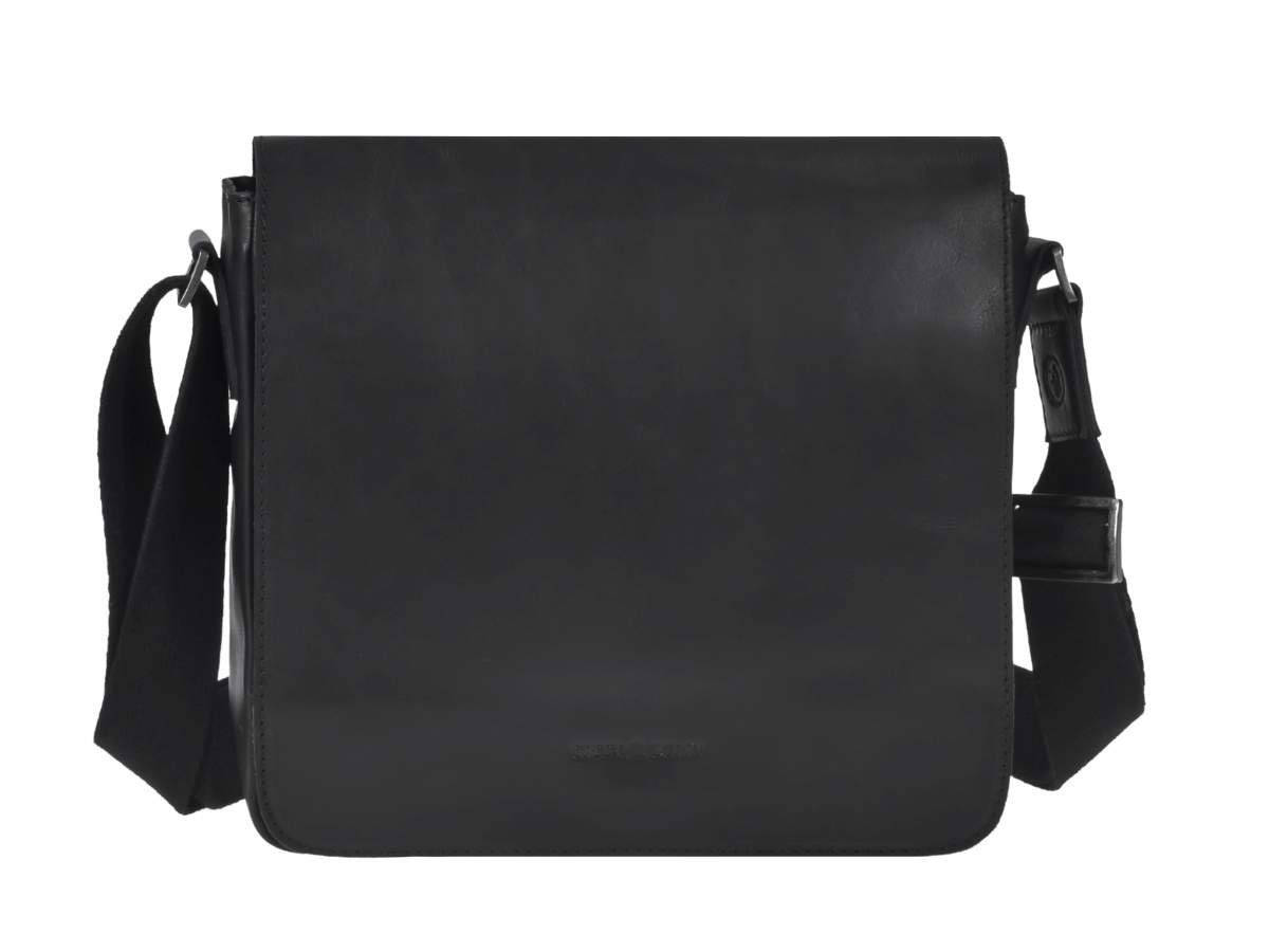 Greenburry Umhängetasche Pure Black, Schultertasche 26x23cm, Messengerbag, Damen Herren