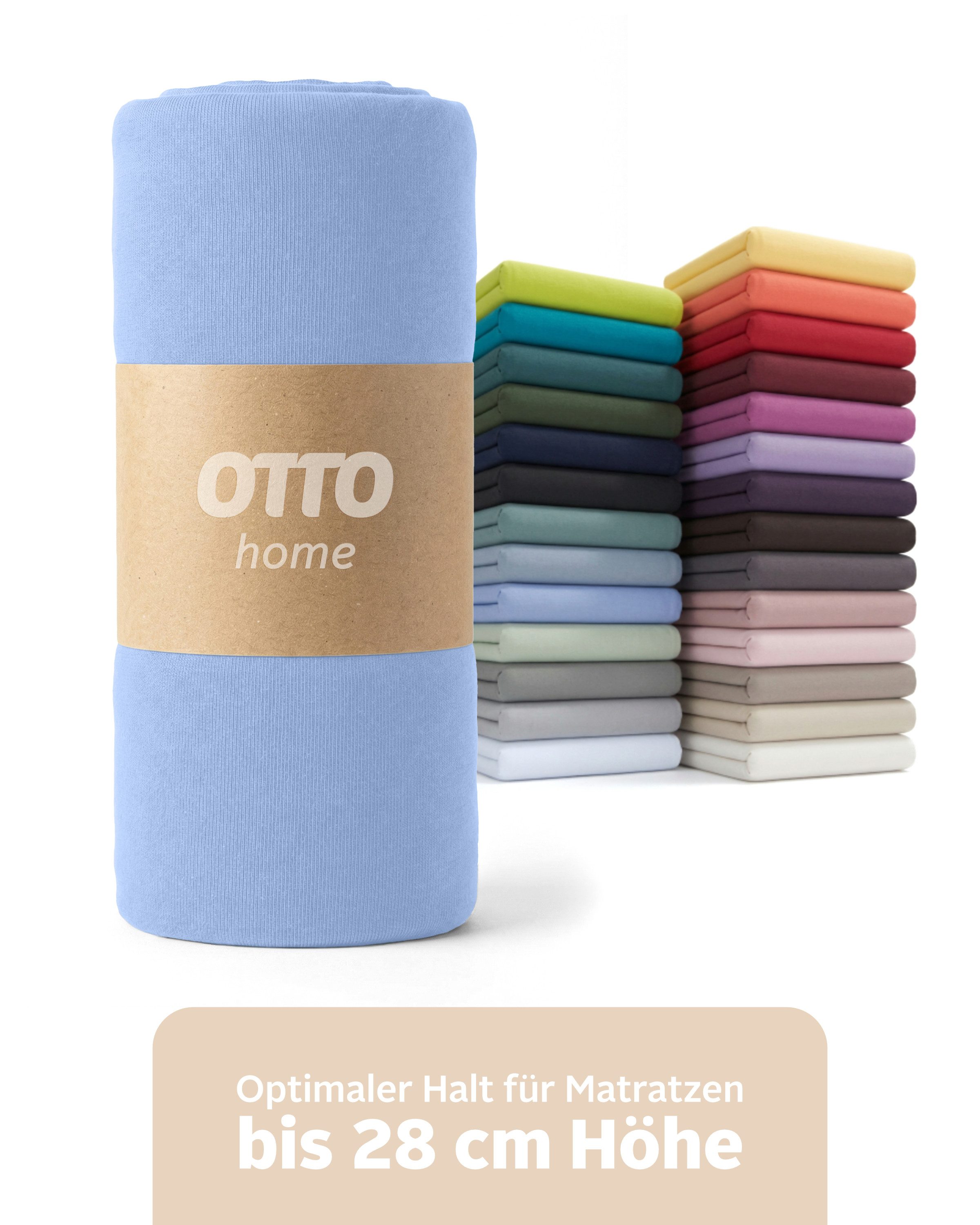OTTO home Spannbettlaken BLACKBERRY in PREMIUM und BASIC Qualität, 100% Baumwolle, Jersey (110 g/m), Gummizug: rundum, (1 Stück), für hohe Matratzen bis 28 cm, Bettlaken, Spannbetttuch, Boxspring