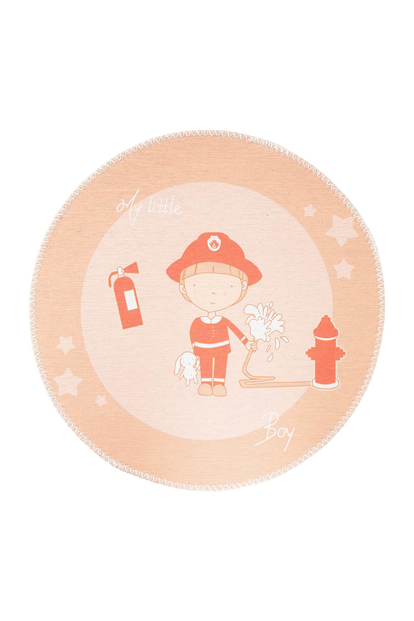 Qiyano Kinderteppich Kinderteppich Keiki 100 Rot Ø 160 cm RUND, rund, Höhe: 5 mm