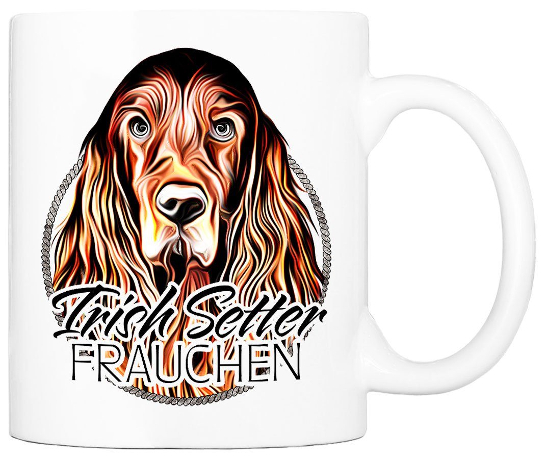 Cadouri Tasse IRISH SETTER FRAUCHEN - Kaffeetasse für Hundefreunde, Keramik, mit Hunderasse, beidseitig bedruckt, handgefertigt, Geschenk, 330 ml
