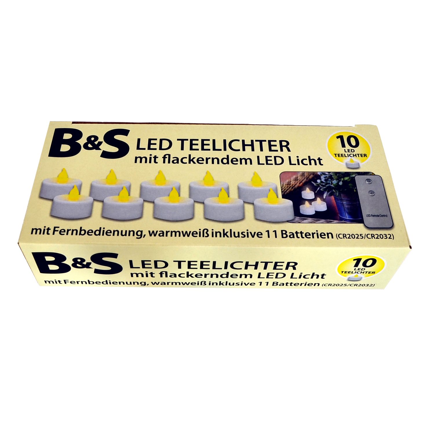 B&S LED-Kerze 10 LED Teelichter Ø 3,8 cm Kunststoff weiß mit Flackereffekt