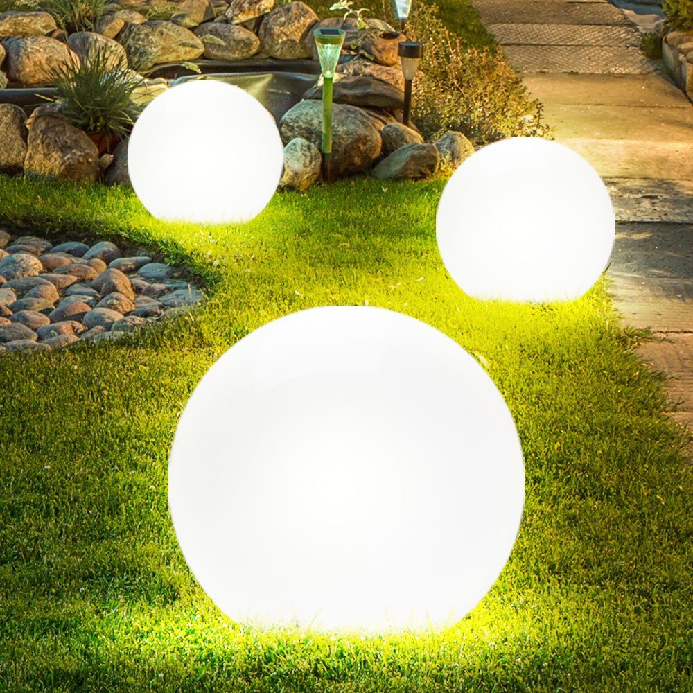 3er LED-Leuchtmittel Set etc-shop LED Leuchten verbaut, Gartenleuchte, Außen Veranda Steck fest LED Solar