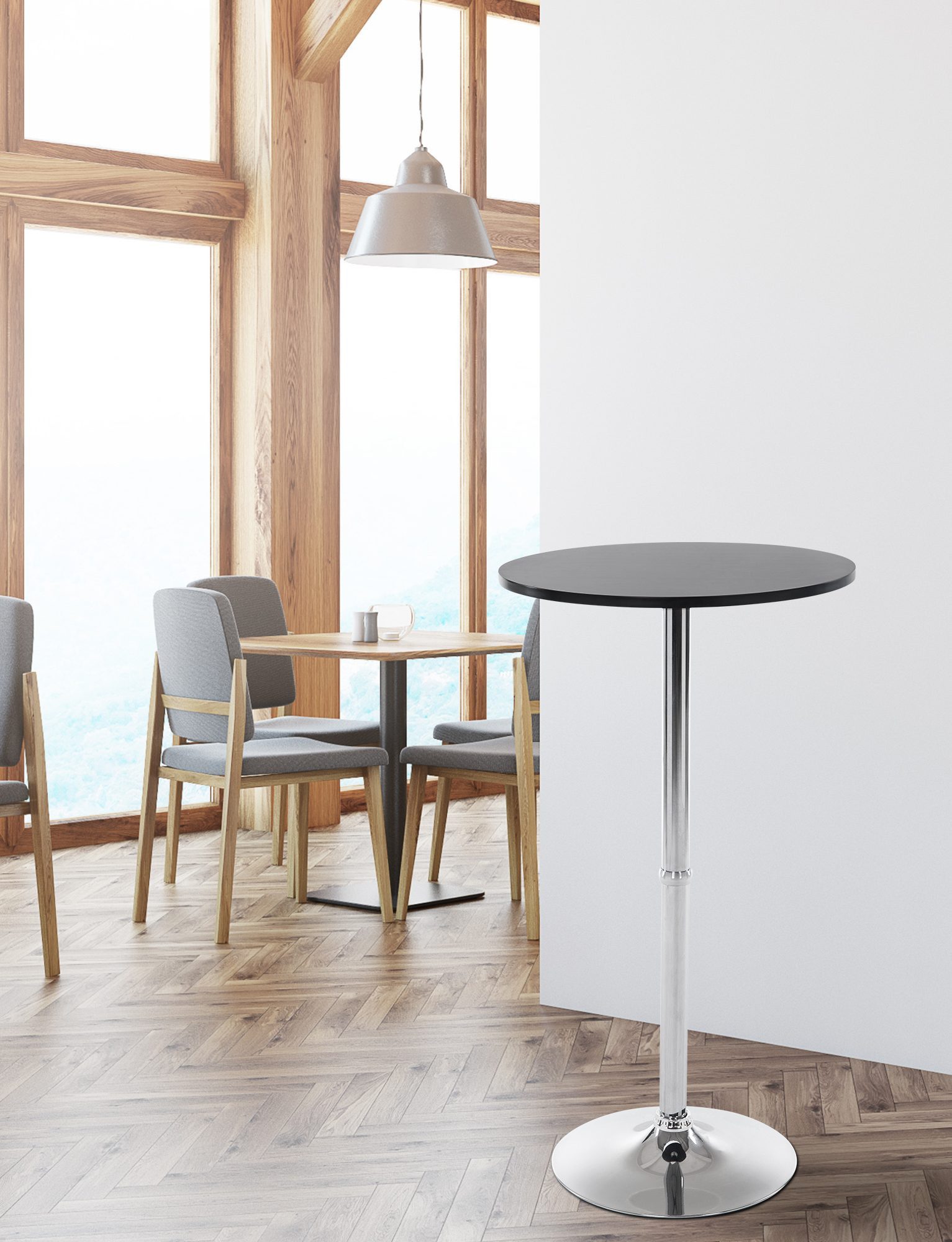CLP Bartisch Stehtisch Rund (1er), mit Holz-Tischplatte & Metall-Gestell