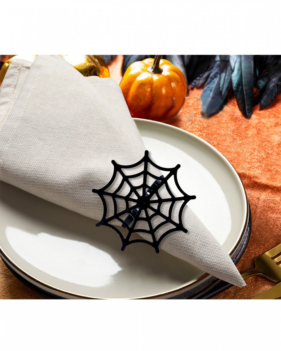 Horror-Shop Dekofigur Metall Spinnennetz Serviettenring für Halloween