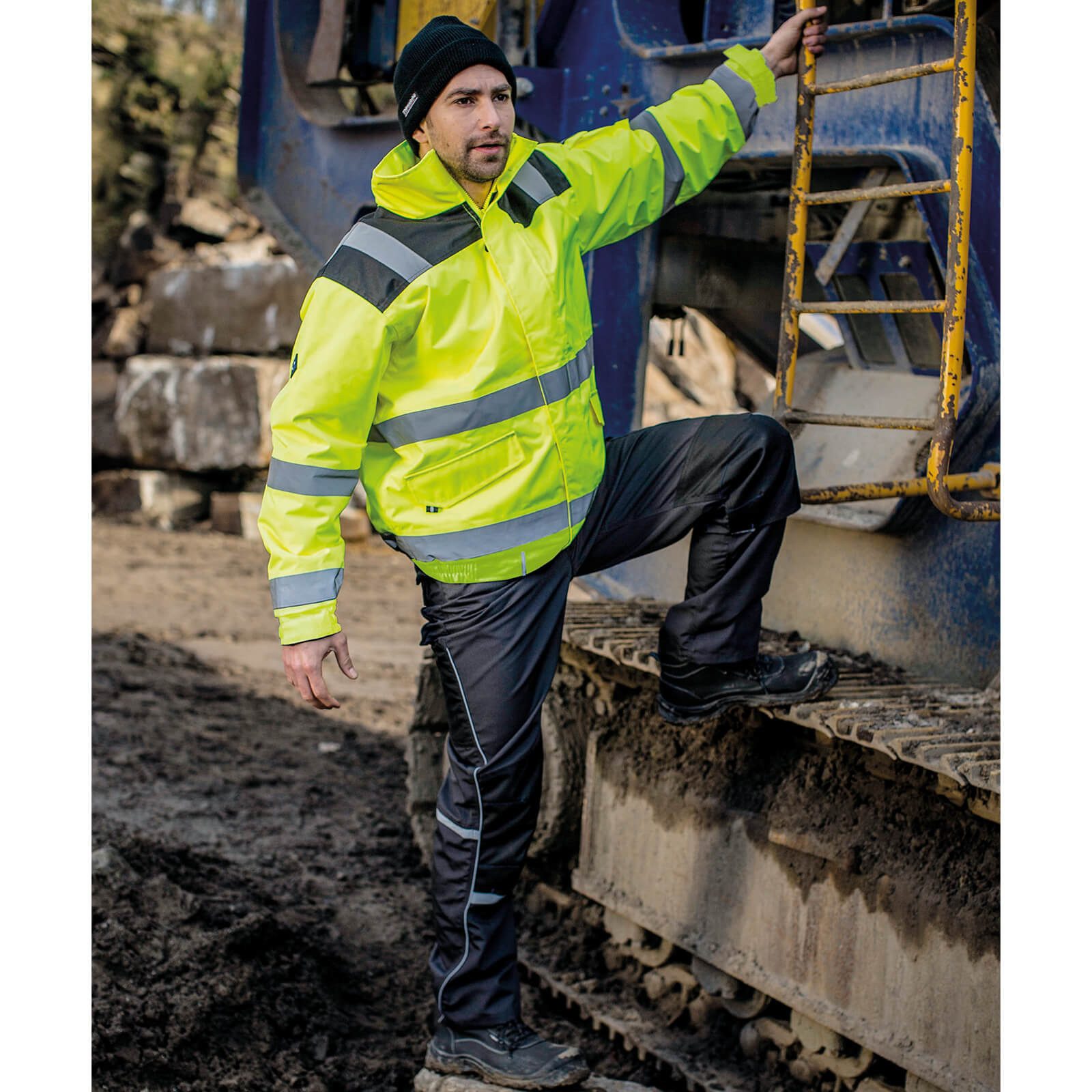 Terrax Workwear Arbeitsjacke 61158 Herren Warnschutzjacke Pilotenjacke wattiert mit Reflexstreifen – Bild 4 von 4