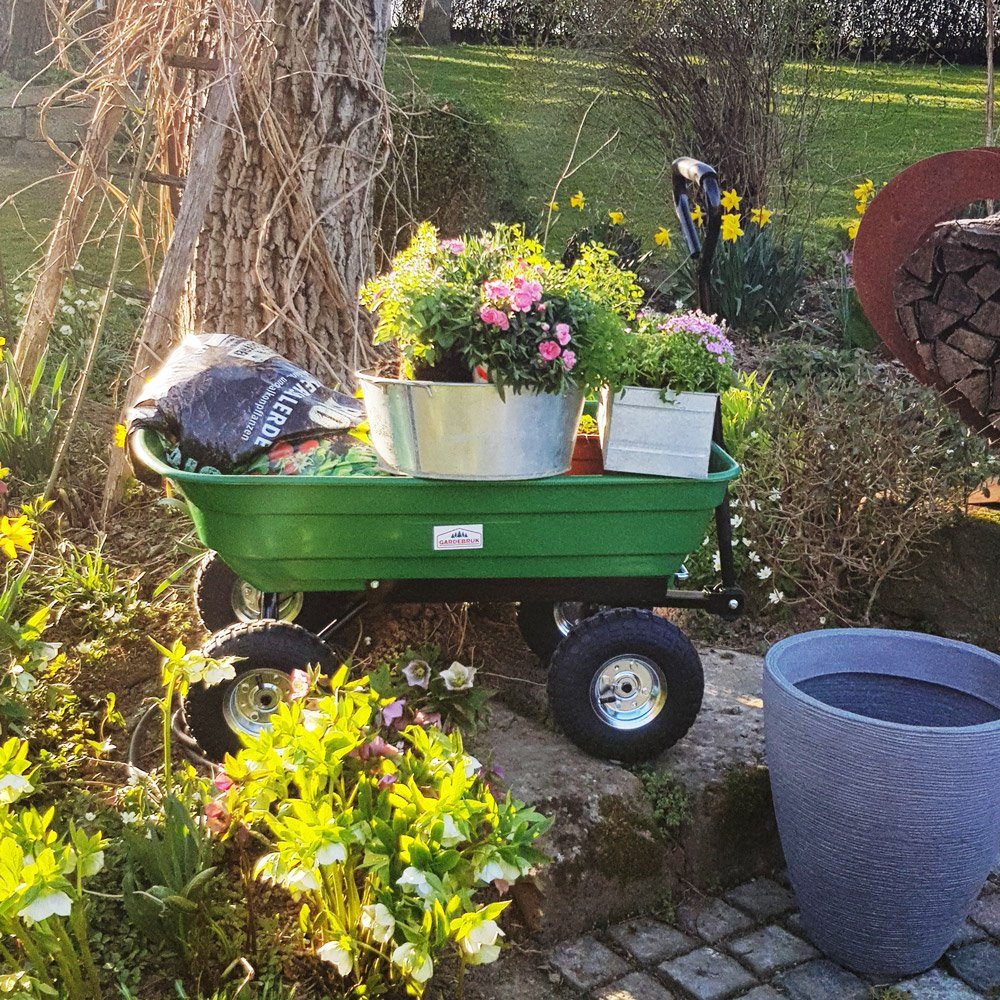 Bollerwagen, Transportwagen kg 300 Lenkachse Gartenkarre Gardebruk Kippfunktion Kunststoff