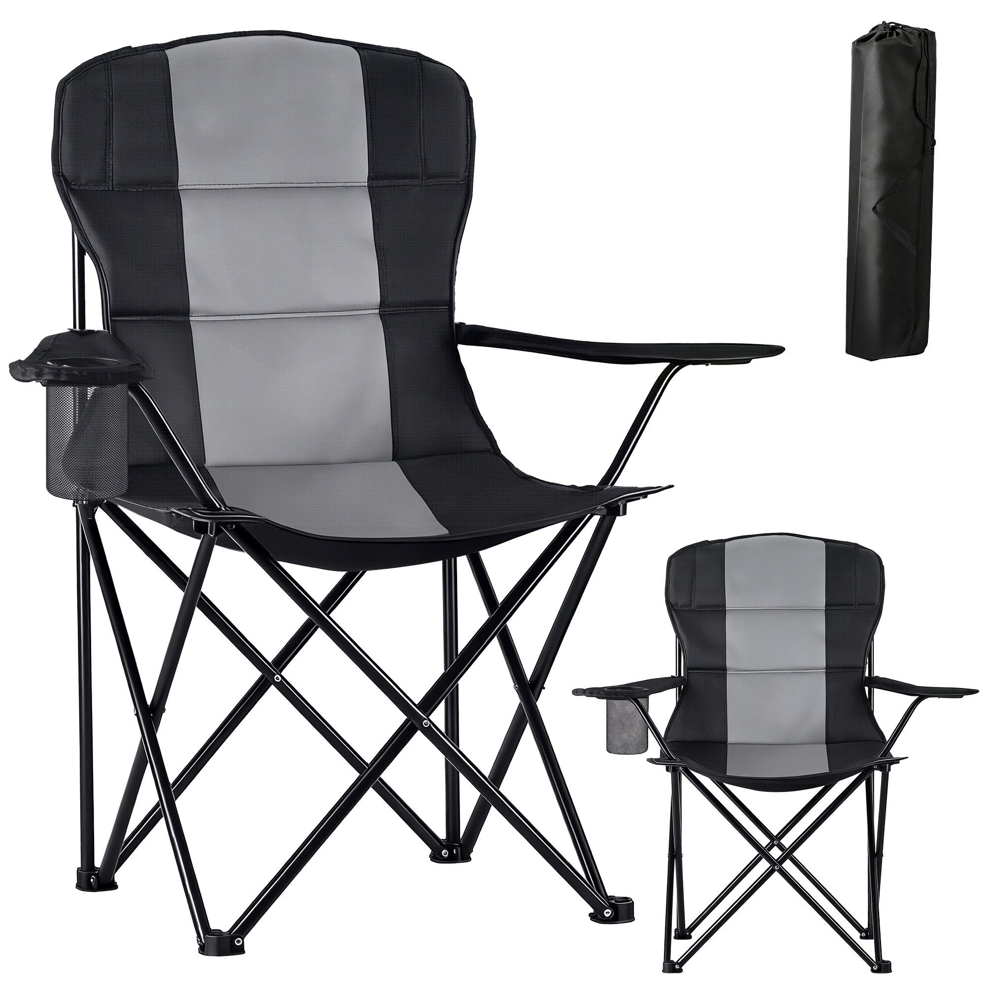 Lumkudos Campingstuhl Campingstuhl Faltbar, bis 150KG mit Getränkehalter Übergroß Faltstuhl (2 St), Klappbar Camping-Stühle für Camping Outdoor Balkon Garten