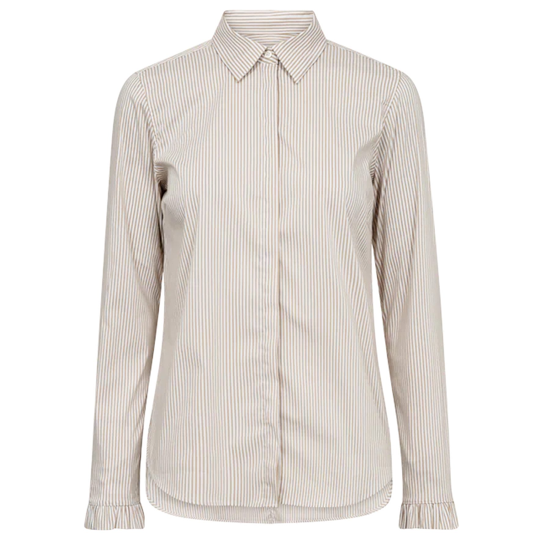 Mos Mosh Langarmbluse MOS MOSH Bluse MATTIE FLIP STRIPE mit Baumwolle - Safari