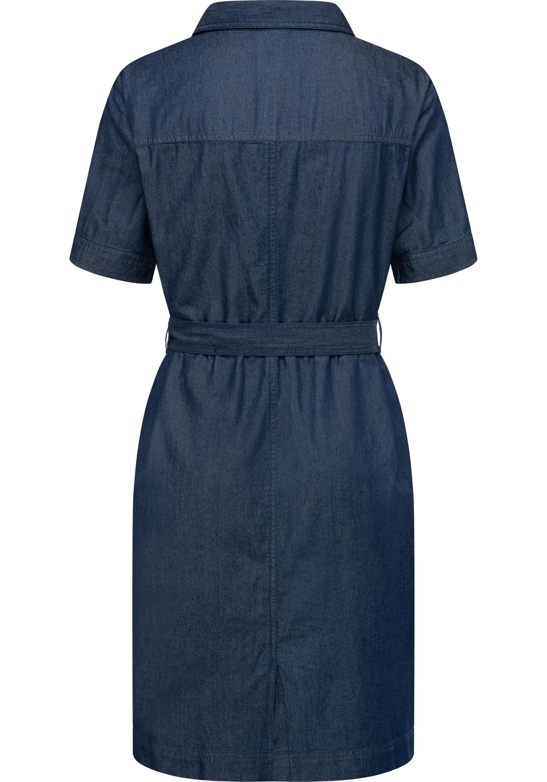 Ragwear Jeanskleid Rozyna Denim Midikleid in Denim-Optik mit Haifisch-Kragen