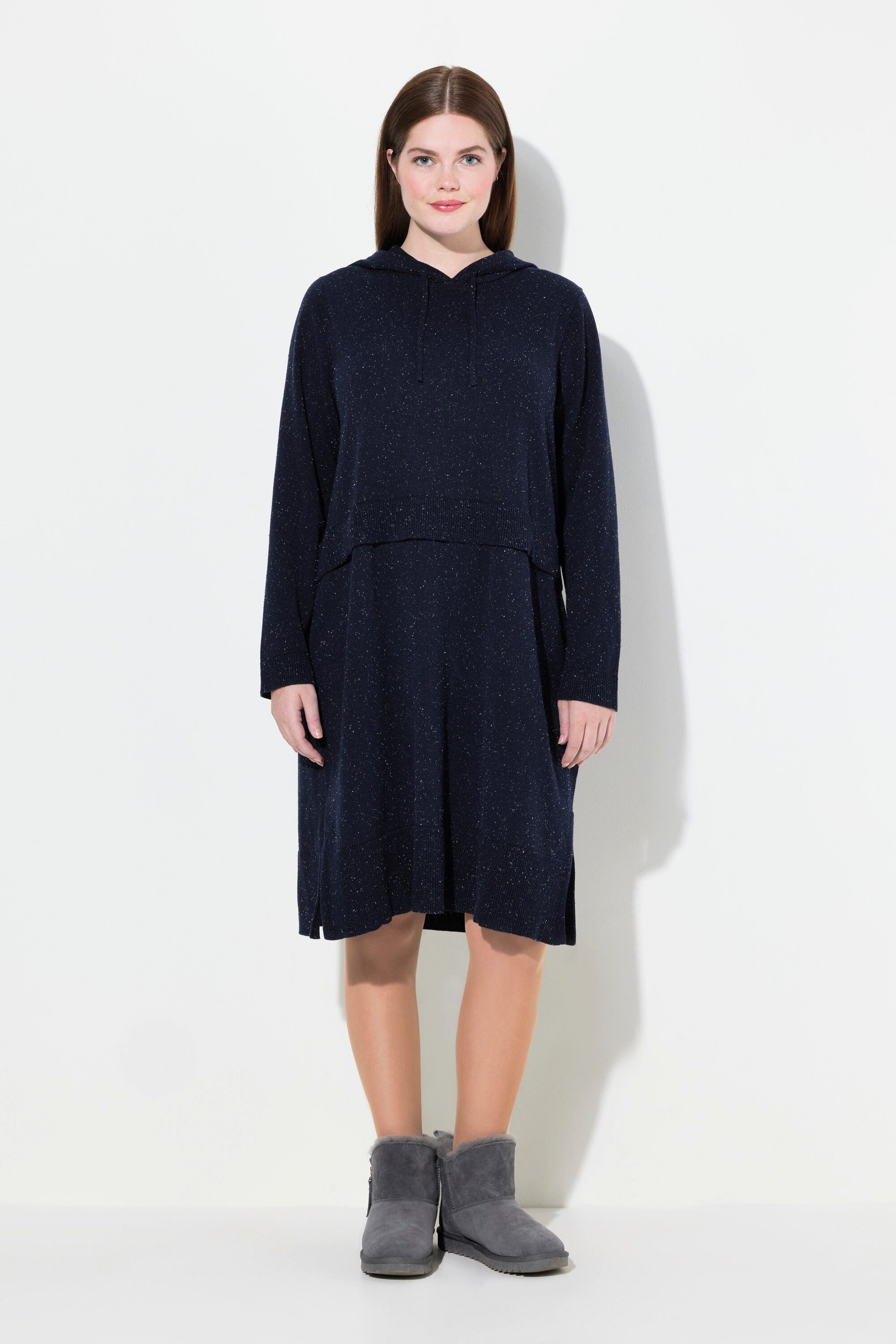 Strickkleid Strickkleid Noppen Kapuze Langarm Biobaumwolle