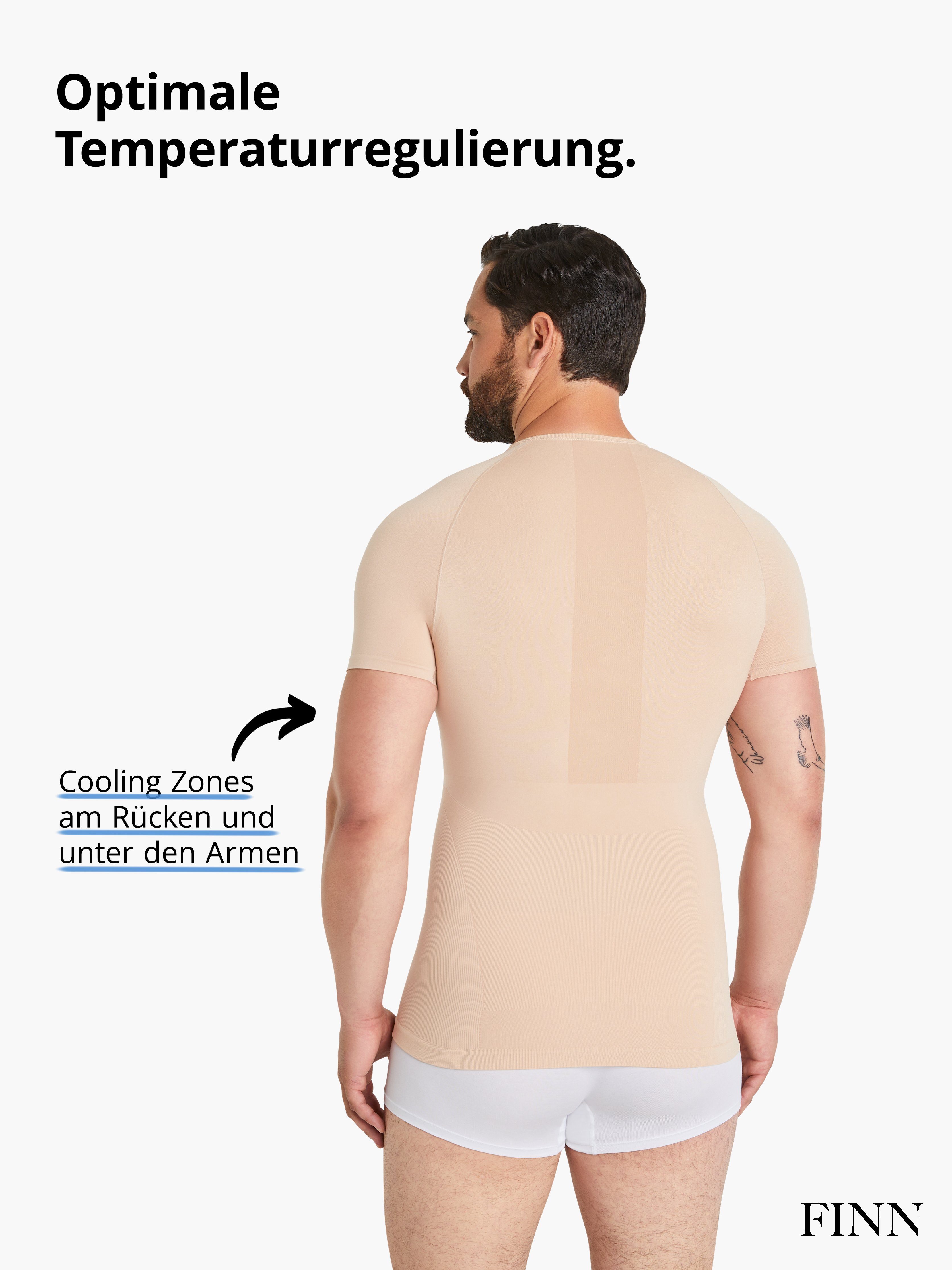 FINN Design Shapinghemd Seamless Nähte Männer für Herren Body-Shaper Light-Beige Kompressions-Unterhemd ohne Starker