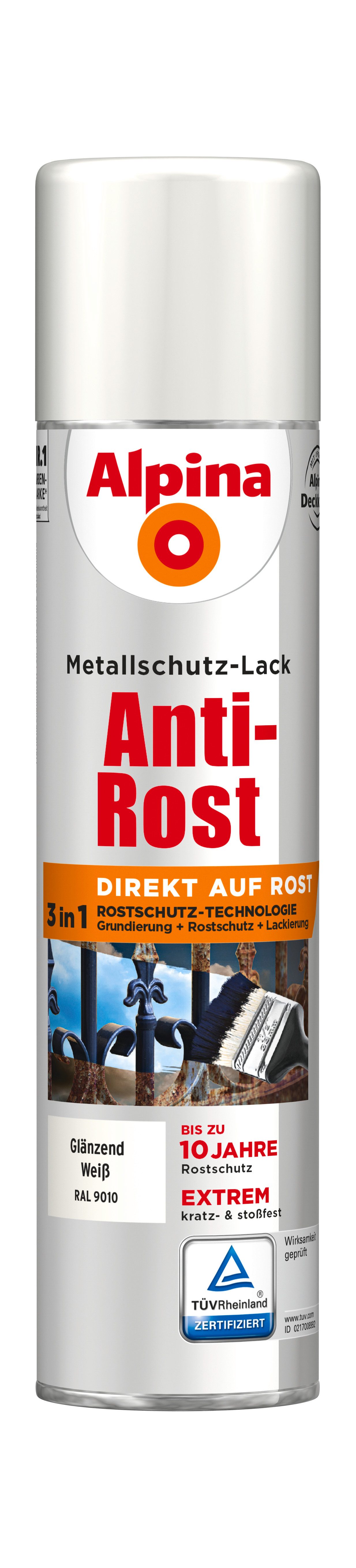 Alpina Metallschutzlack Metallschutzlack Anti-Rost 400ml Sprühdose glänzend