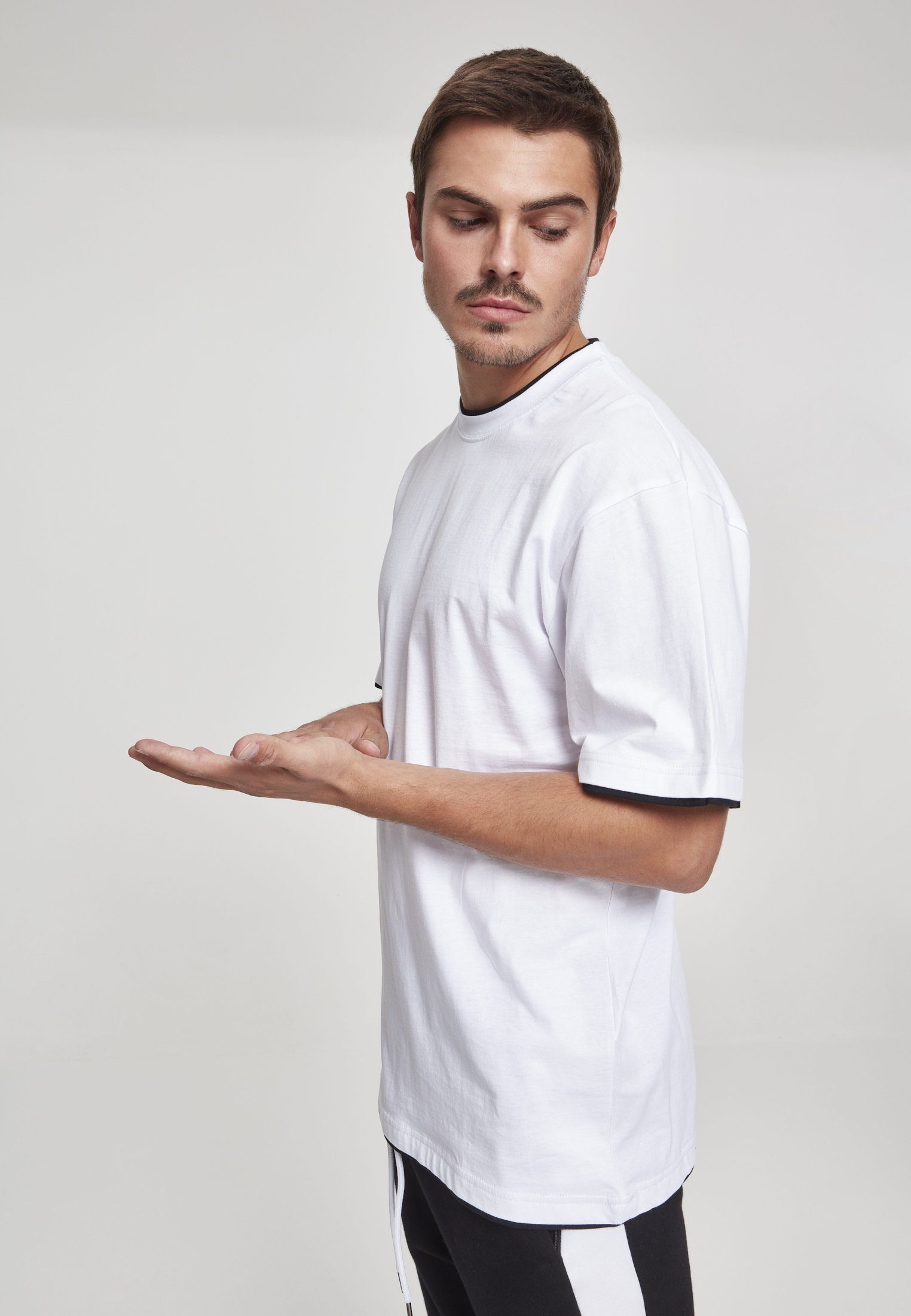 URBAN Herren white/black Tee Tall T-Shirt CLASSICS (1-tlg) Contrast
