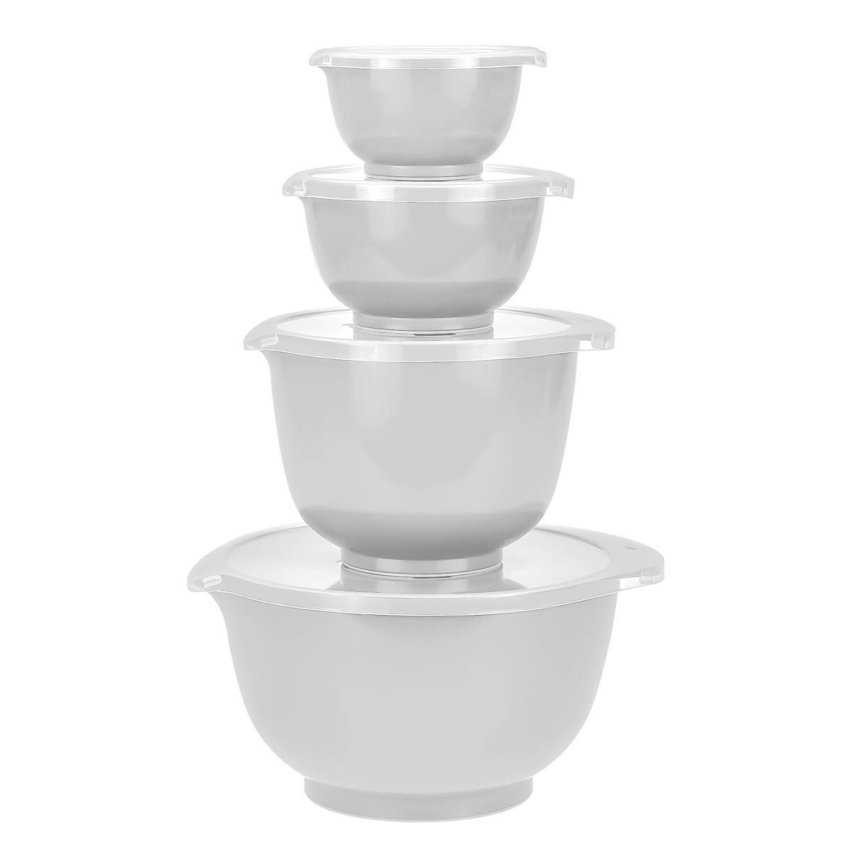 ROSTI Rührschüssel "Margrethe New" 0,25 + 0,5 + 1,5 und 3 Liter Set mit Deckel, Kunststoff, (Spar-Set, 4-tlg), spülmaschinenfest, auch für Mikrowelle und Gefrierschrank (weiß)