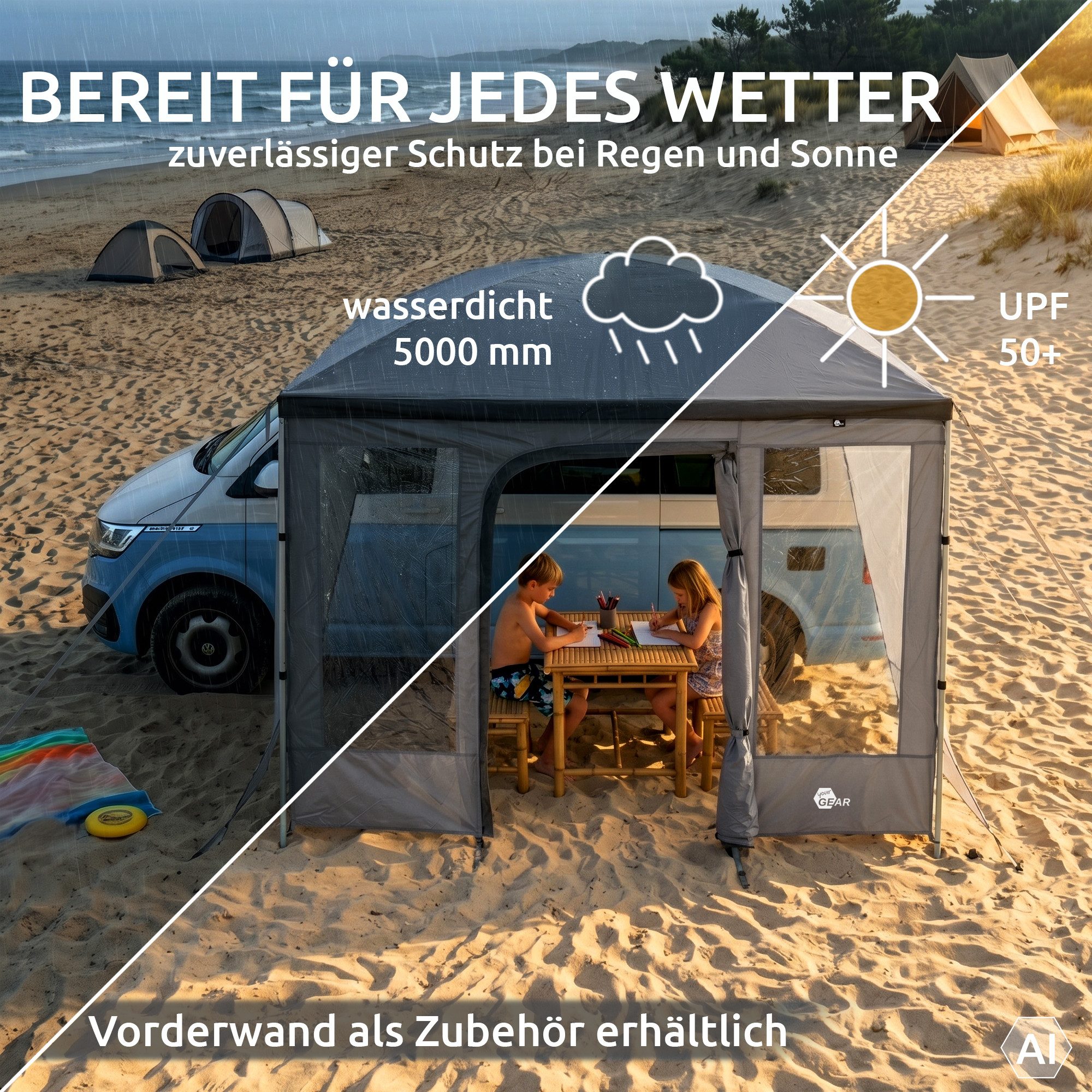 yourGEAR Sonnensegel your GEAR Parasol - Sonnendach Bulli Multivan Wohnmobil 2 x Seitenwand