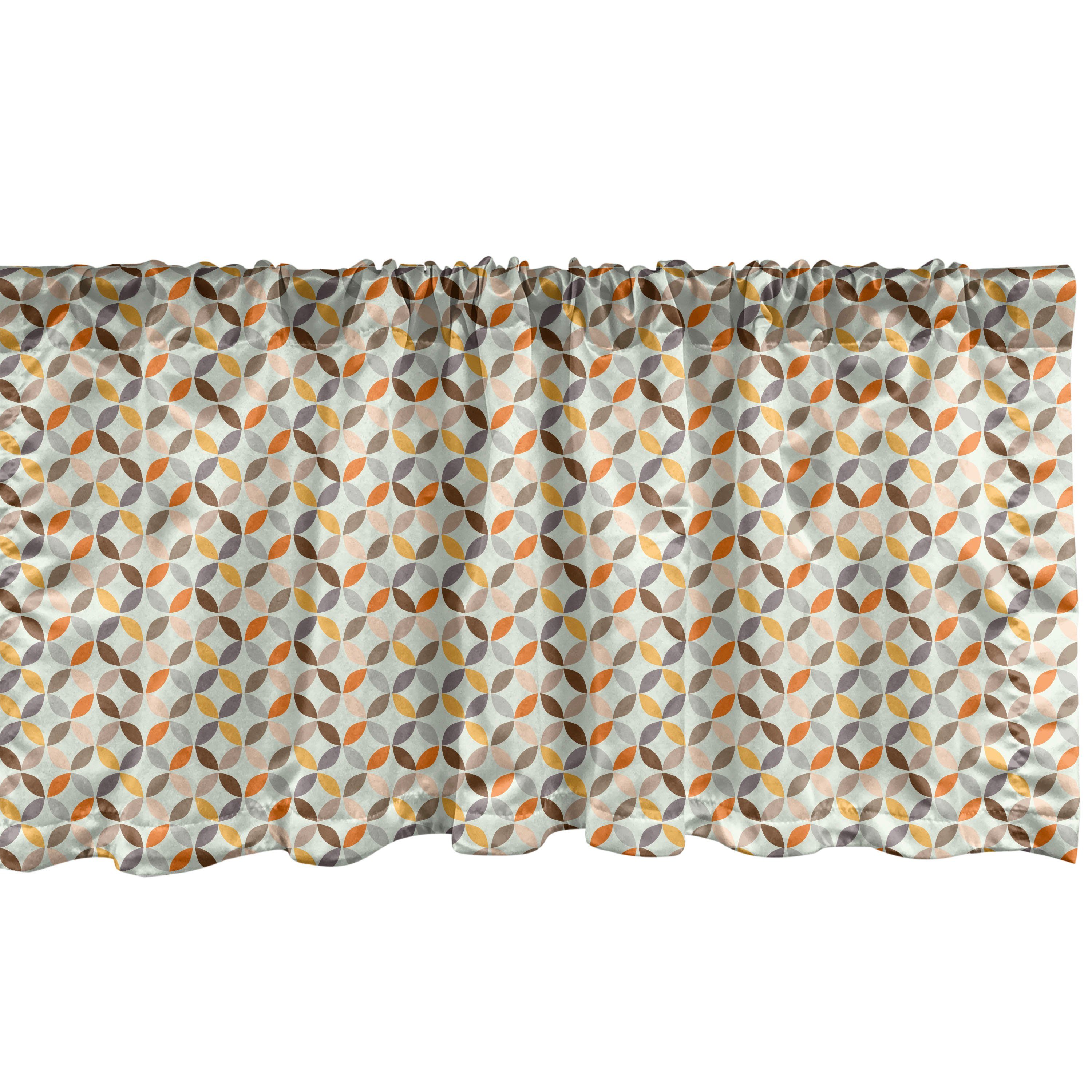 Scheibengardine Vorhang Volant für Küche Schlafzimmer Dekor mit Stangentasche, Abakuhaus, Microfaser, Geometrisch Abgewinkelt Cyclic Tile