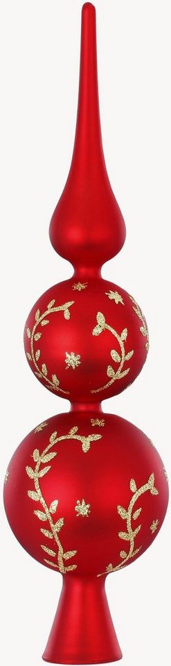 MAGIC by Inge Christbaumspitze Merry Red, Weihnachtsdeko rot,  Christbaumschmuck (1-tlg), hochwertiger Echtglas-Weihnachtsschmuck, Höhe ca.  31 cm