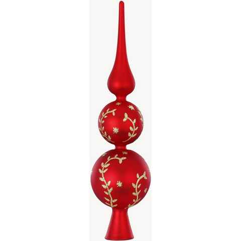 MAGIC by Inge Christbaumspitze Merry Red, Weihnachtsdeko rot, Christbaumschmuck (1-tlg), hochwertiger Echtglas-Weihnachtsschmuck, Höhe ca. 31 cm